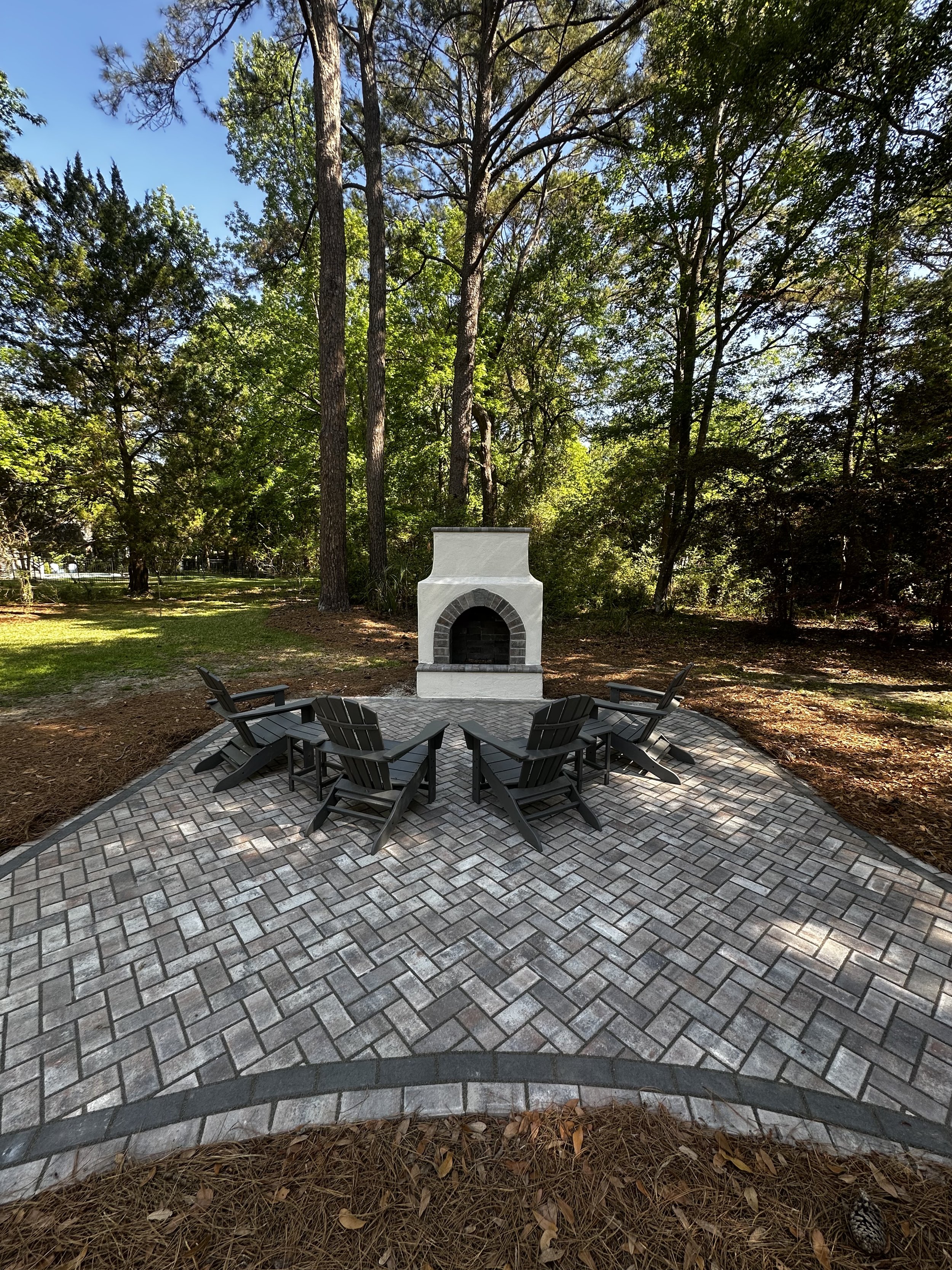 Paver Patio with Stucco Fireplace
