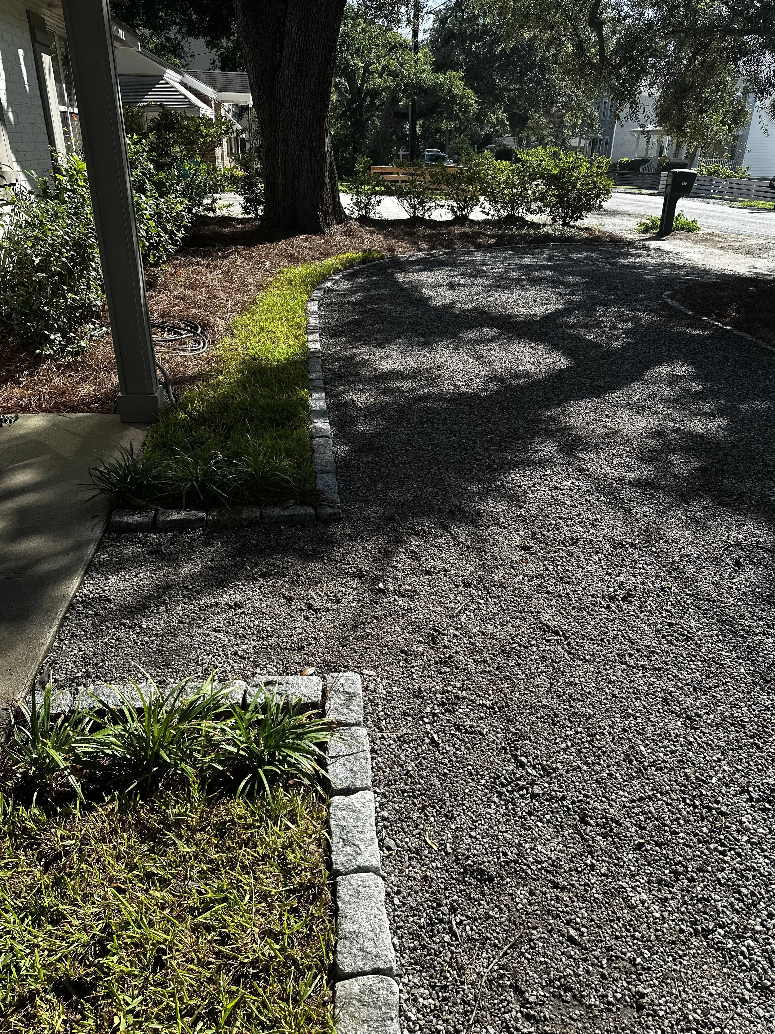 Gravel Driveway with Stone Border