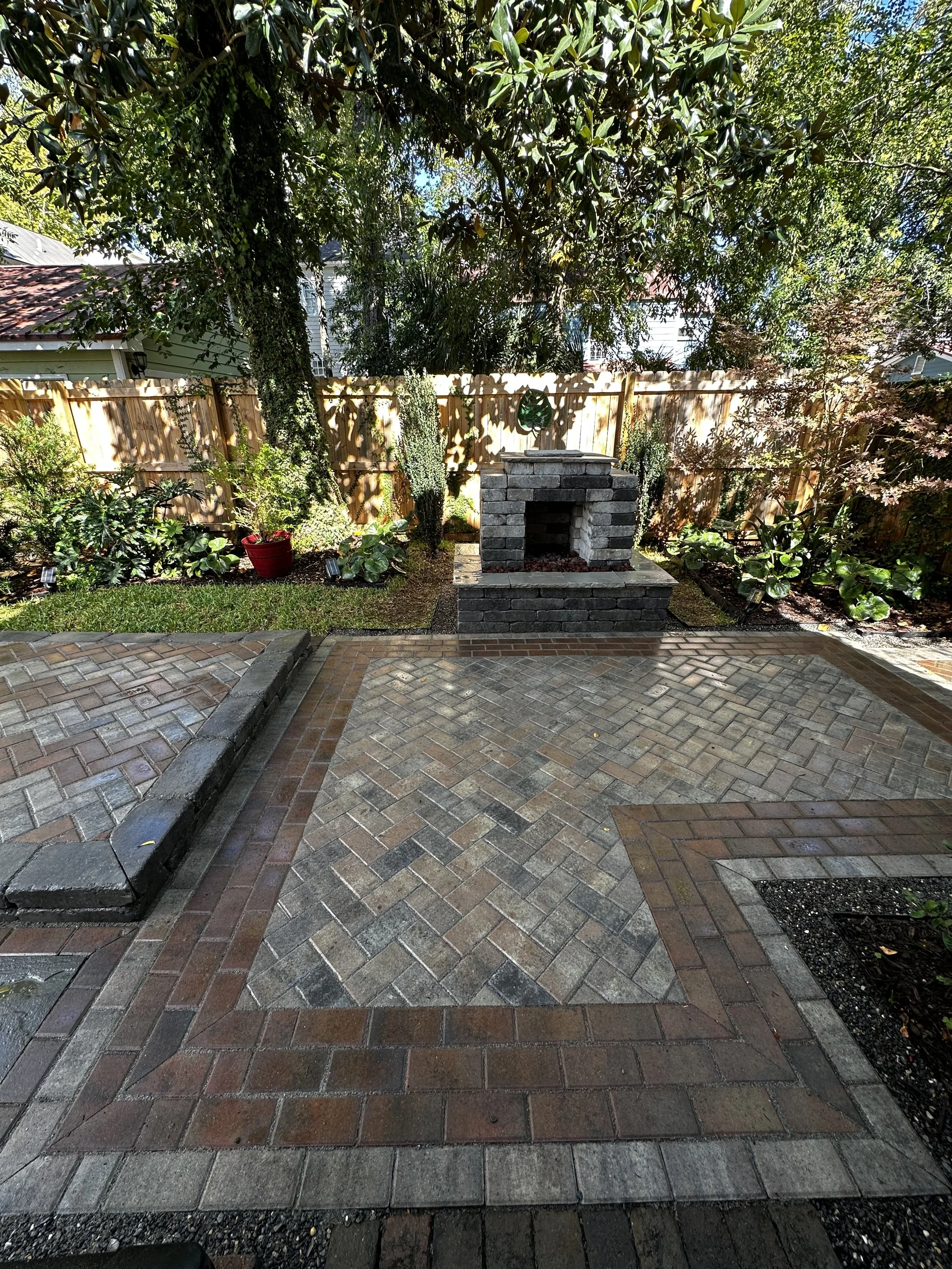 Paver Patio with Fireplace