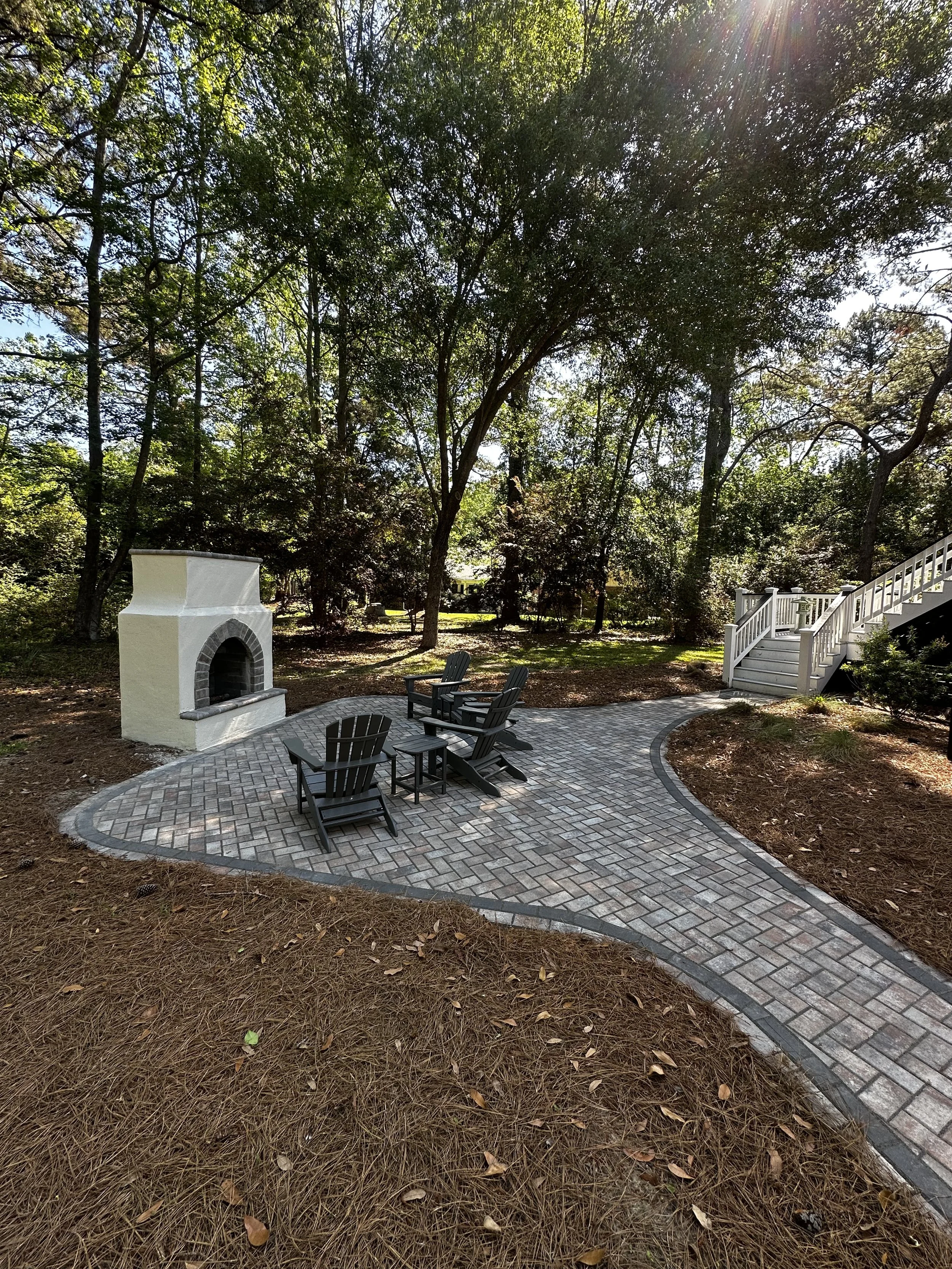 Paver Patio with Stucco Fireplace