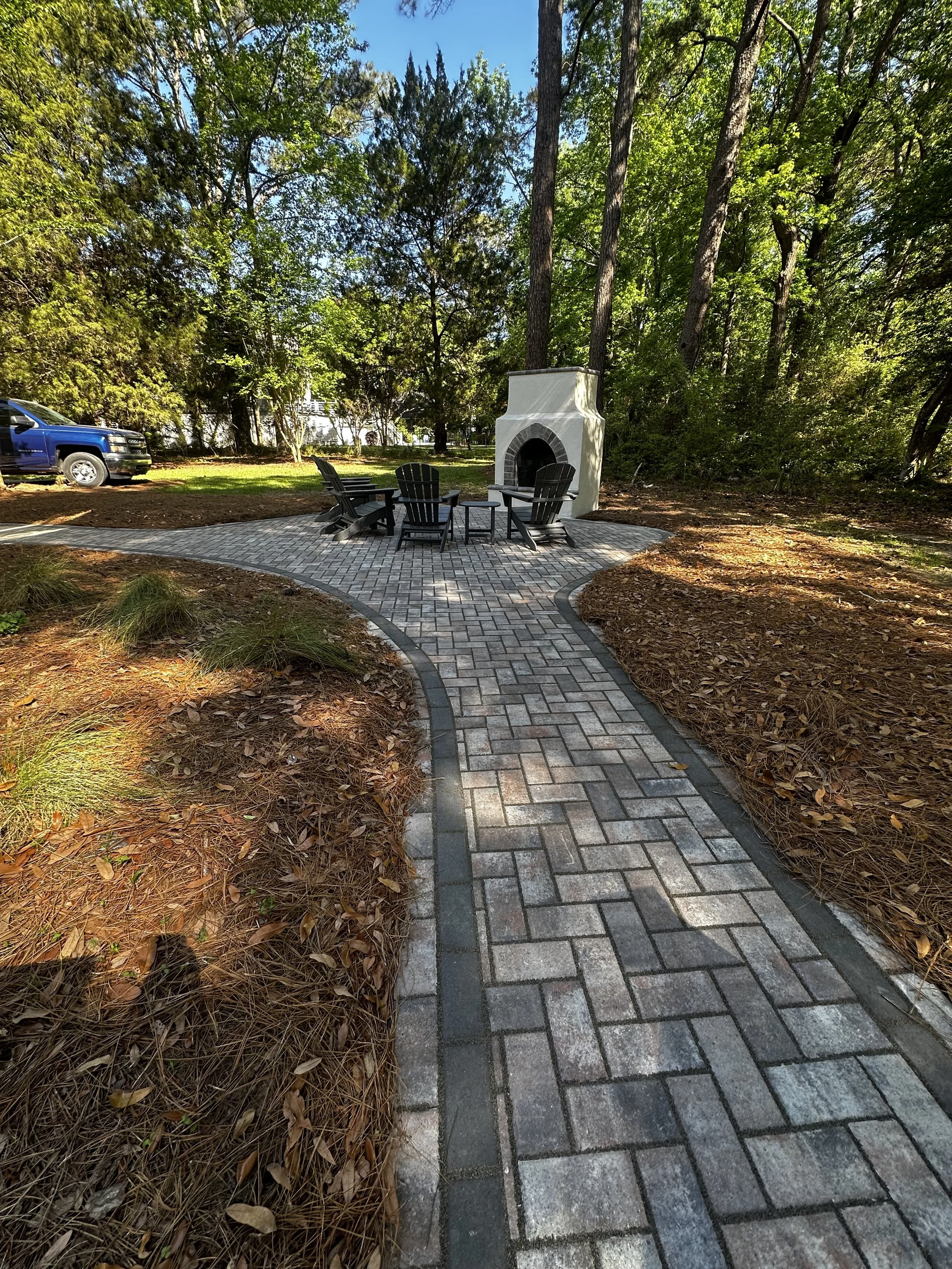 Paver Patio with Stucco Fireplace
