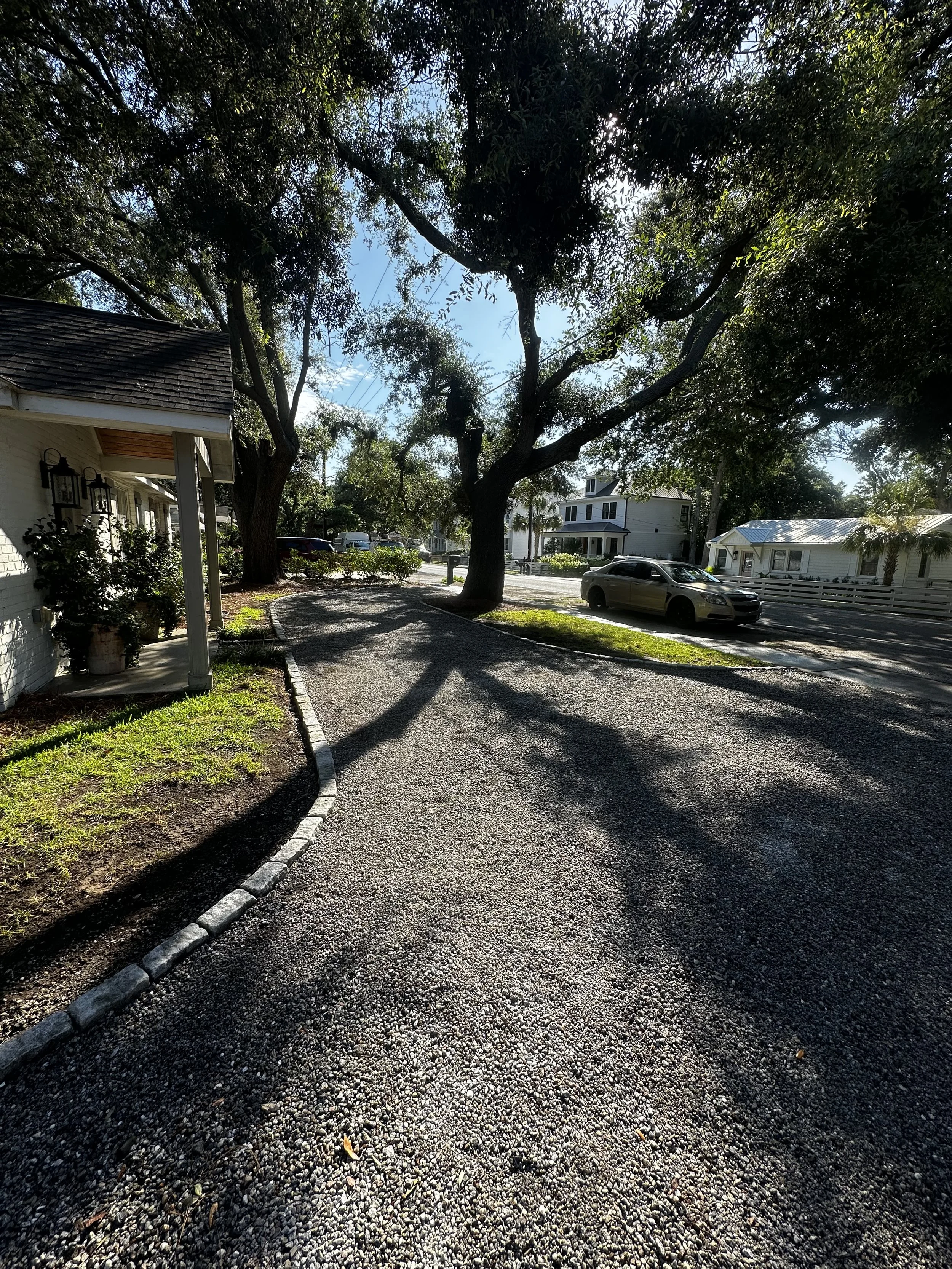 Gravel Driveway with Stone Border