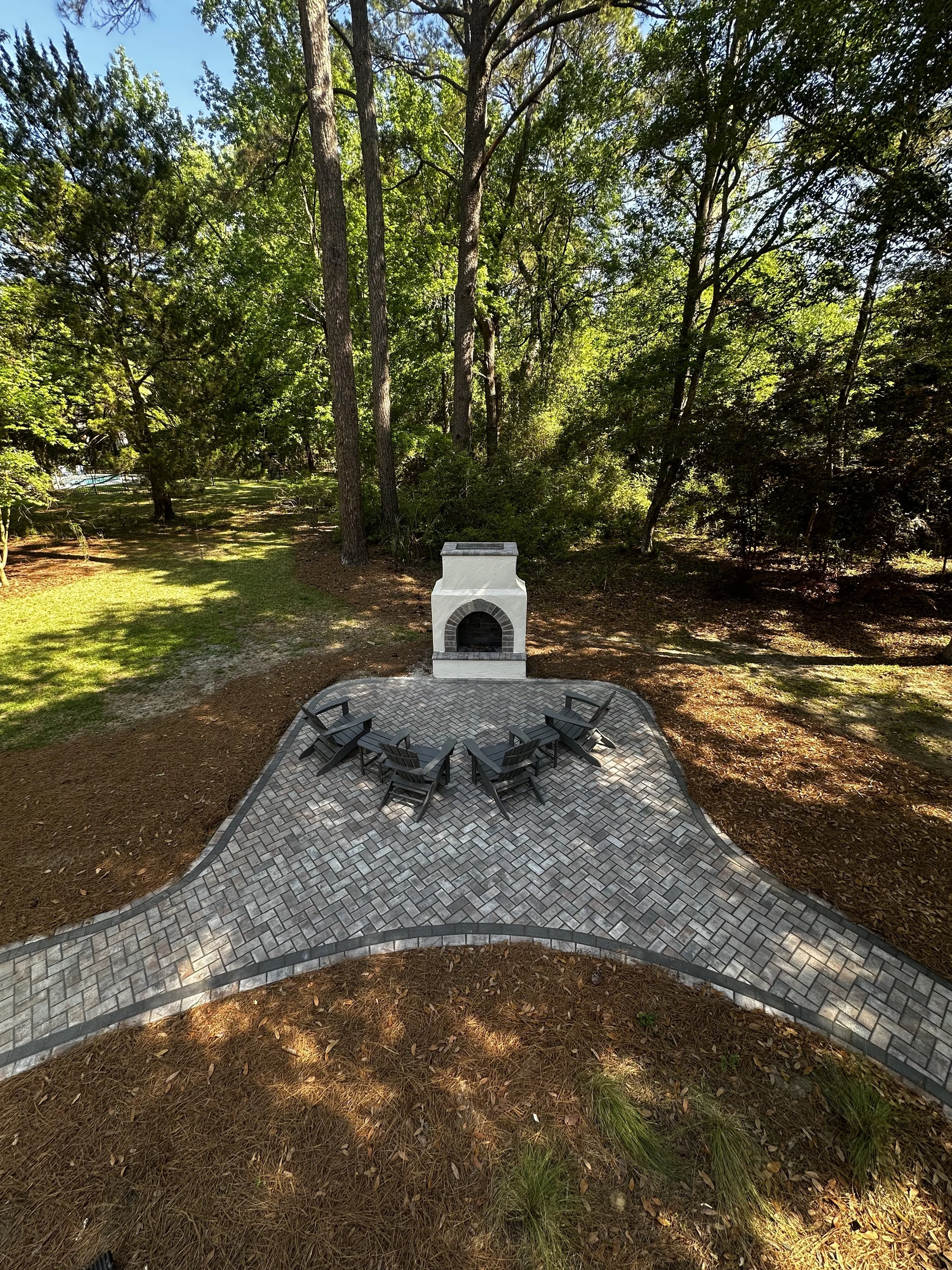 Paver Patio with Stucco Fireplace
