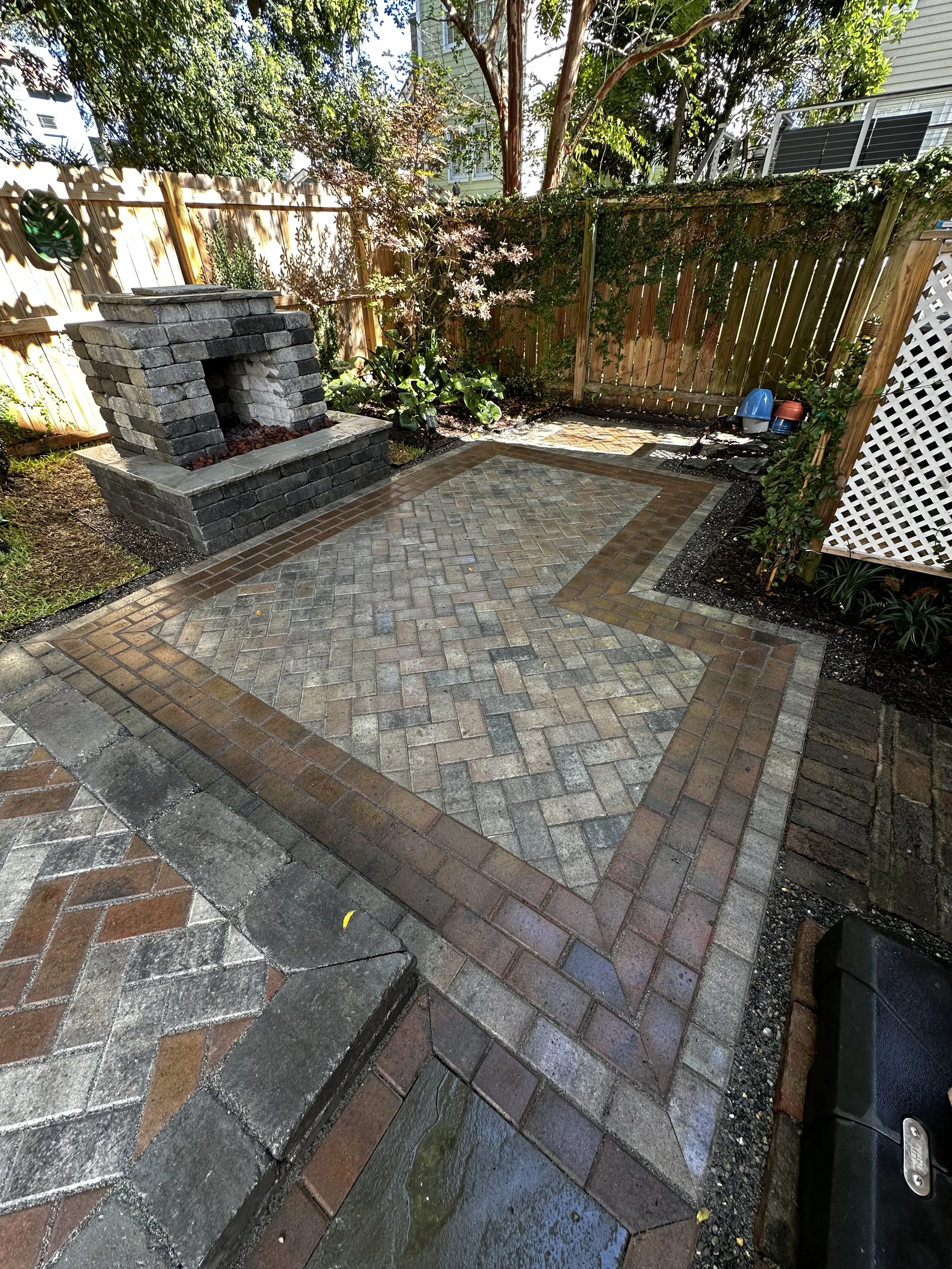Paver Patio with Fireplace