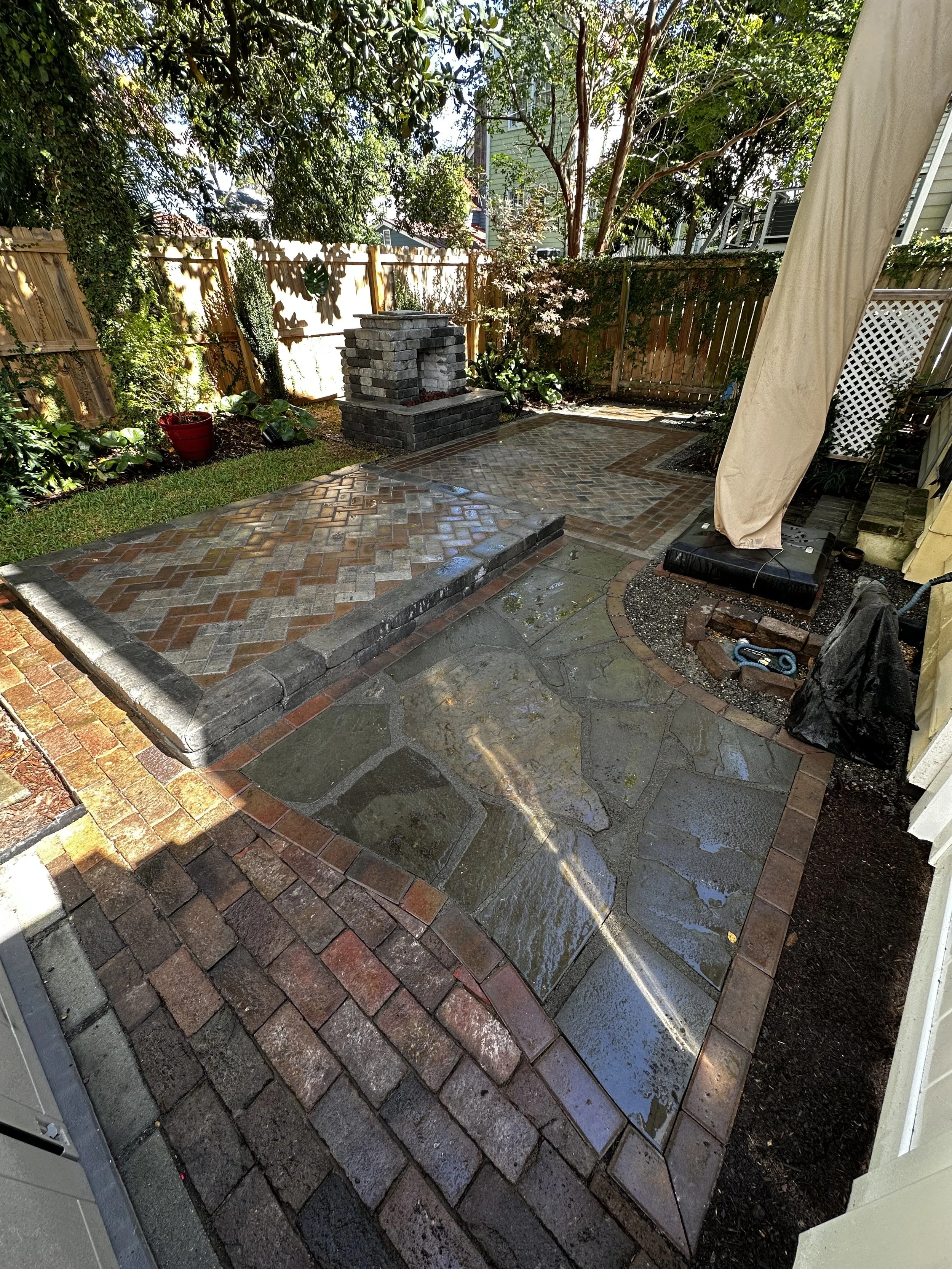 Paver Patio with Fireplace