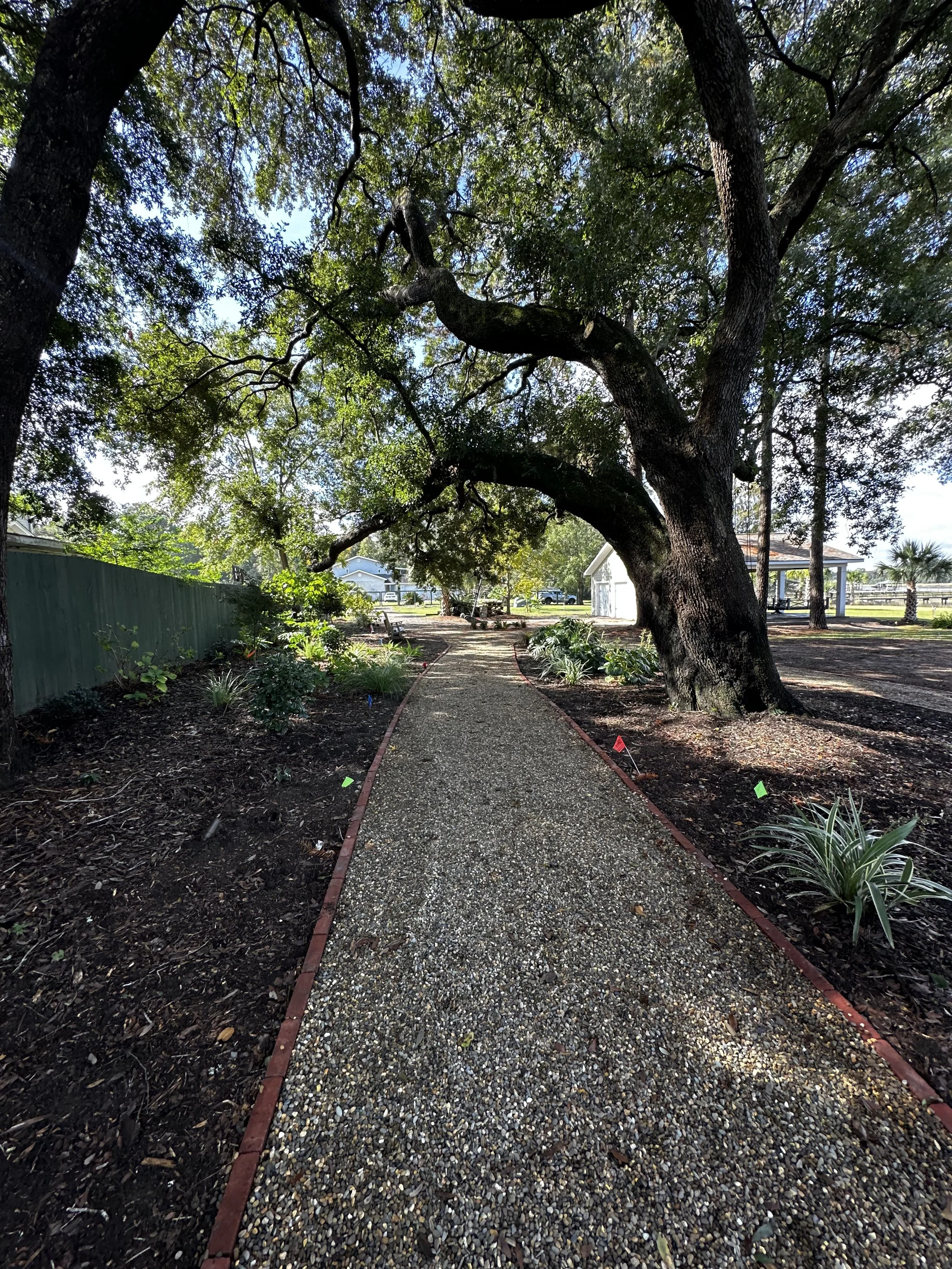 Gravel Pathway with Brick Border