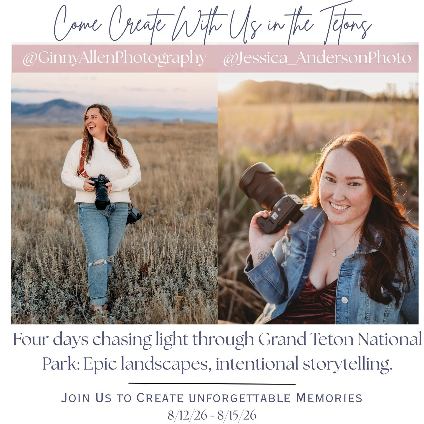 ✨ TETONS COUPLES NEEDED ✨

We are photographer besties, Ginny Allen &amp; Jessica Anderson. We&rsquo;re looking for couples who want an unforgettable photo experience in the Tetons this August.

Think epic mountain views, wild landscapes, and photos 