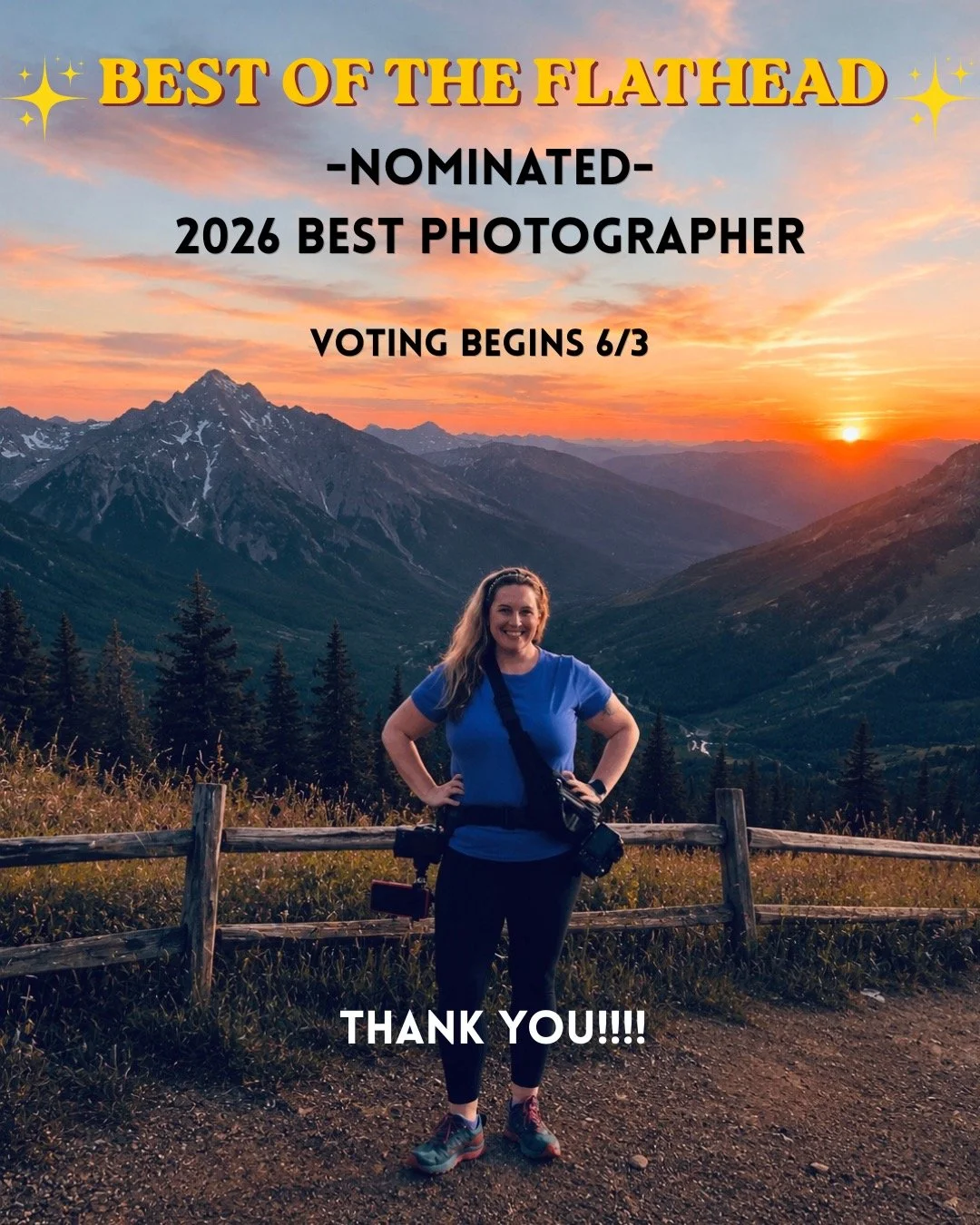 I'm so honored to have been nominated for the 2026 Best of the Flathead- Best Photographer! How exciting! It has been a super exciting year of growth for me, none of which would be possible without all my amazing clients! Nominations end on 6/1/26 an