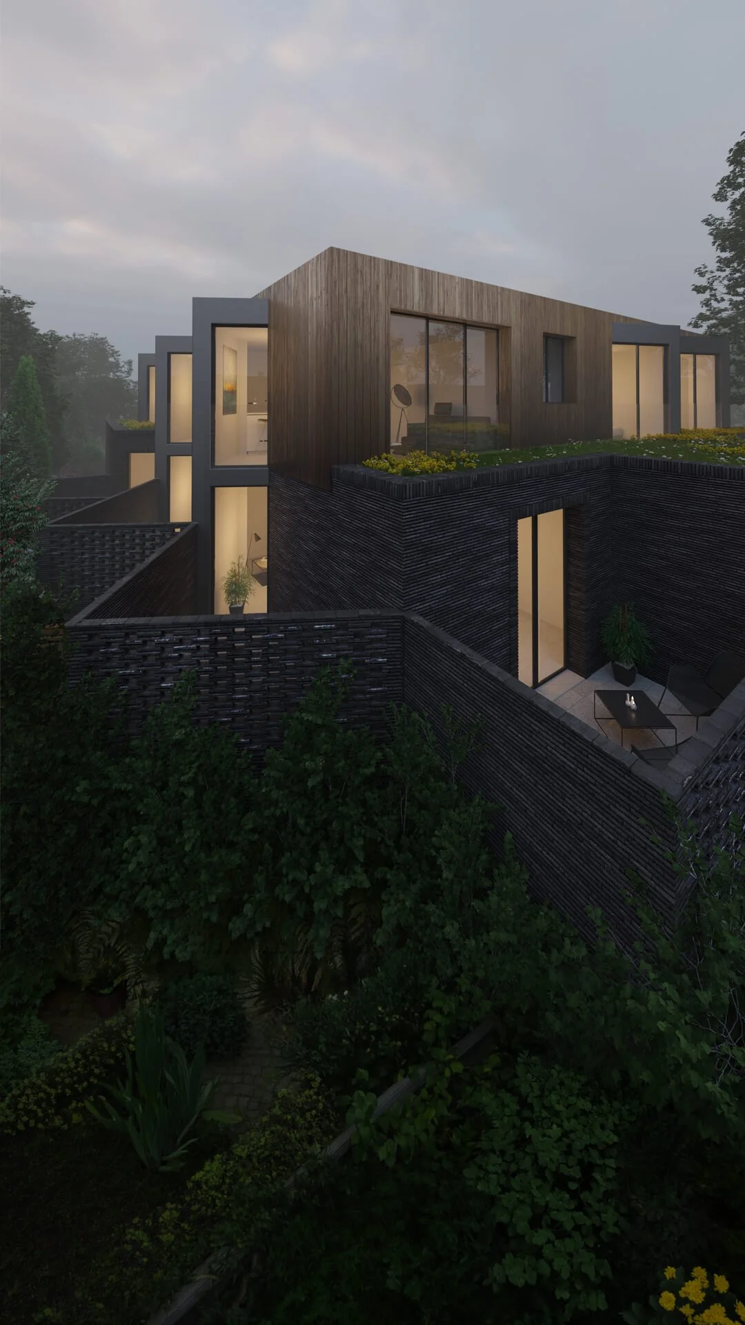 Contemporary new-build flats in Barnet with sustainable timber cladding, delivered by MSK Design Ltd with comprehensive planning and technical design services