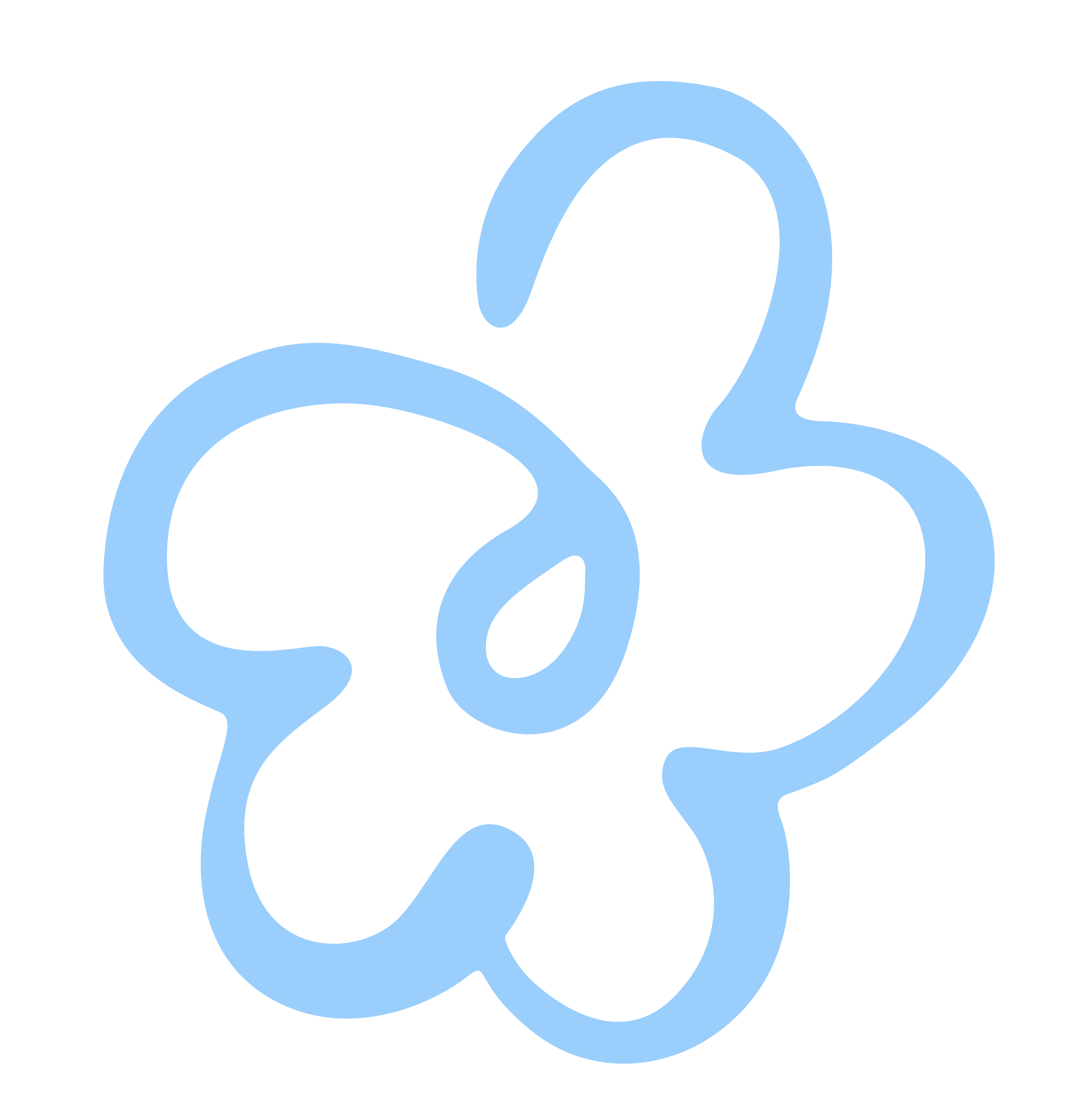 Abstract pattern of interconnected blue and black curves on a black background.