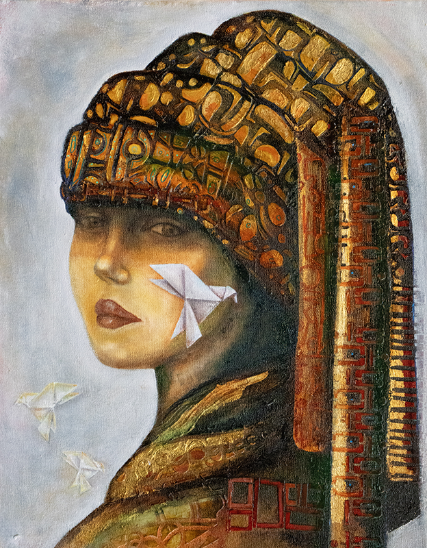 Girl with Origami Bird