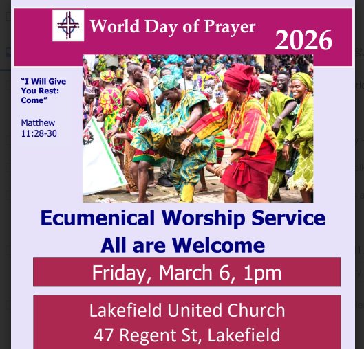 “I Will Give You Rest: Come” - World Day of Prayer 2026