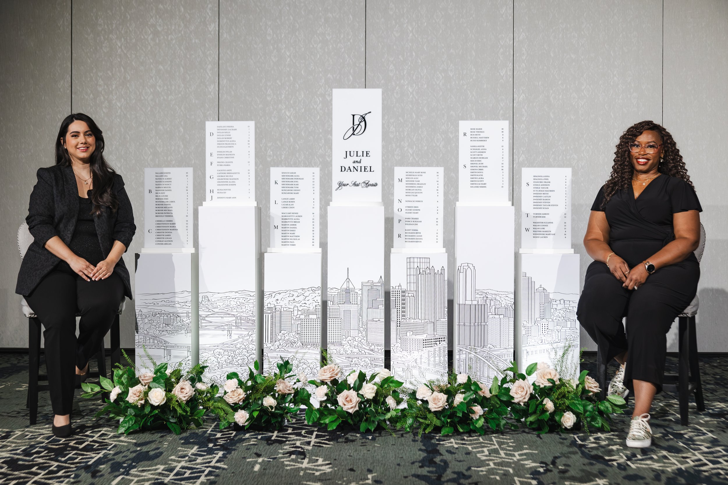 Architectural wedding seating display by RBW Stationery and Events
