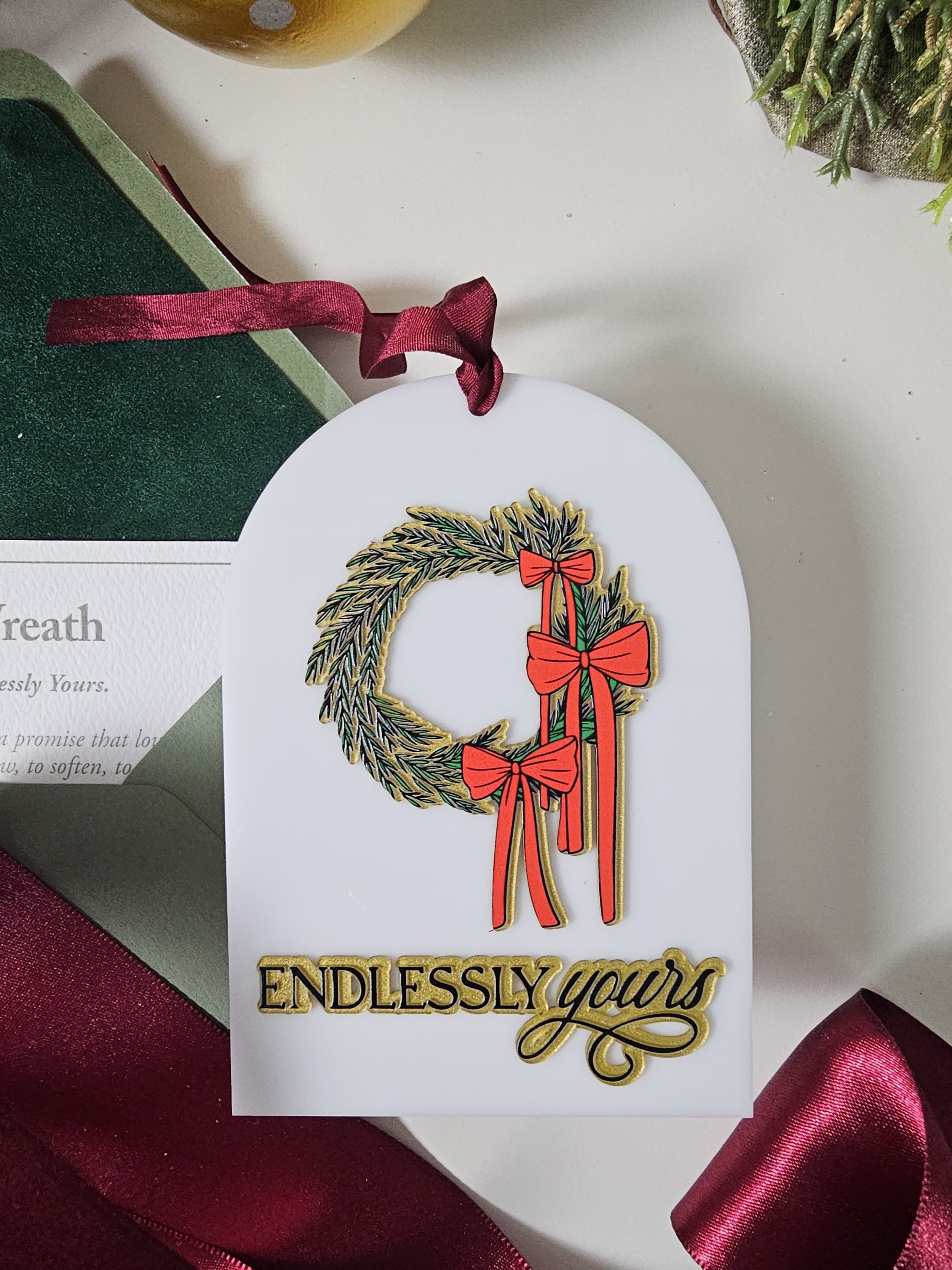 Handcrafted romantic holiday ornament for couples, part of the 12 Days of Us keepsake series