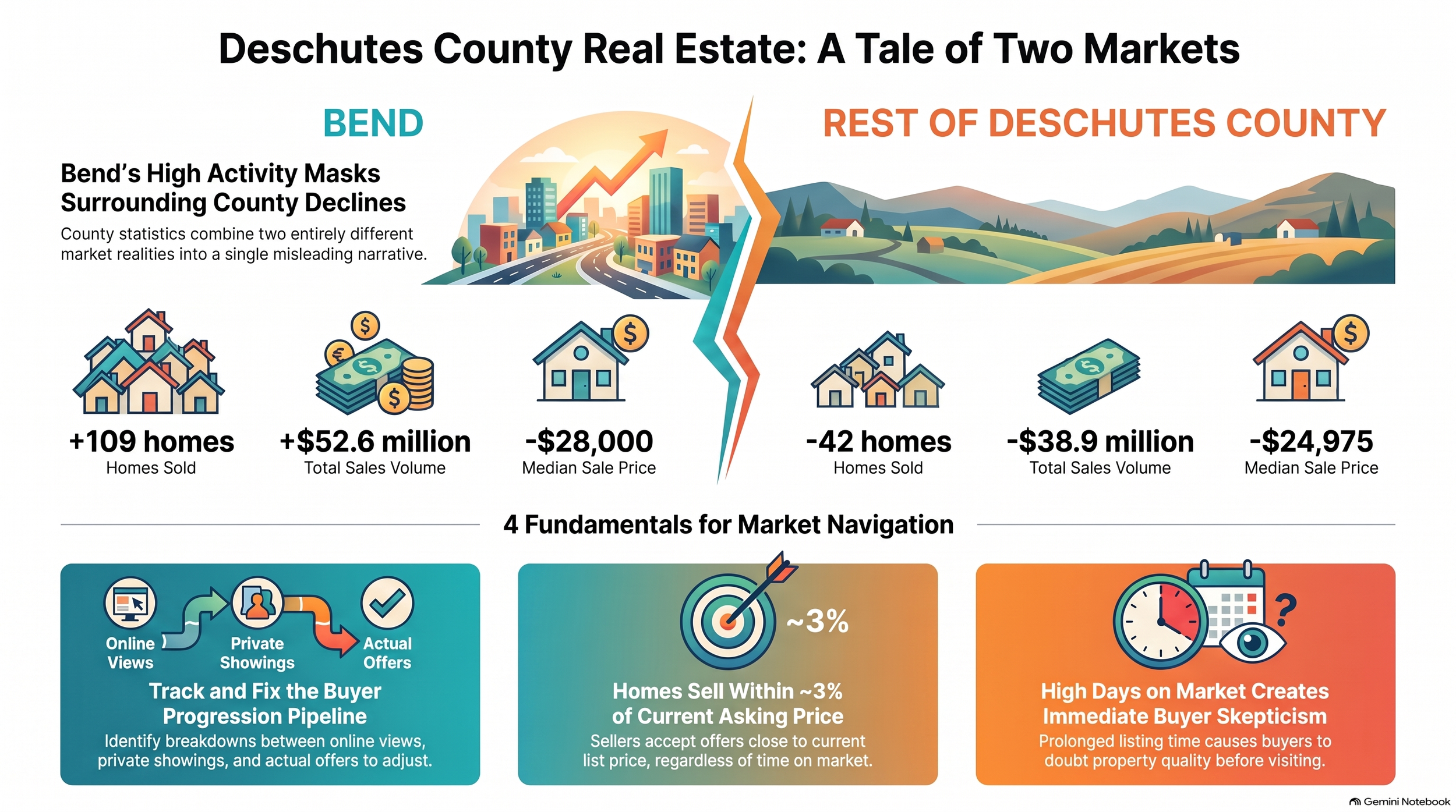 Chart comparing Bend and the rest of Deschutes County home sales, 2026 vs. 2025