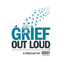 Logo with the text 'GIVE OUR LOUD' in blue and black colors.