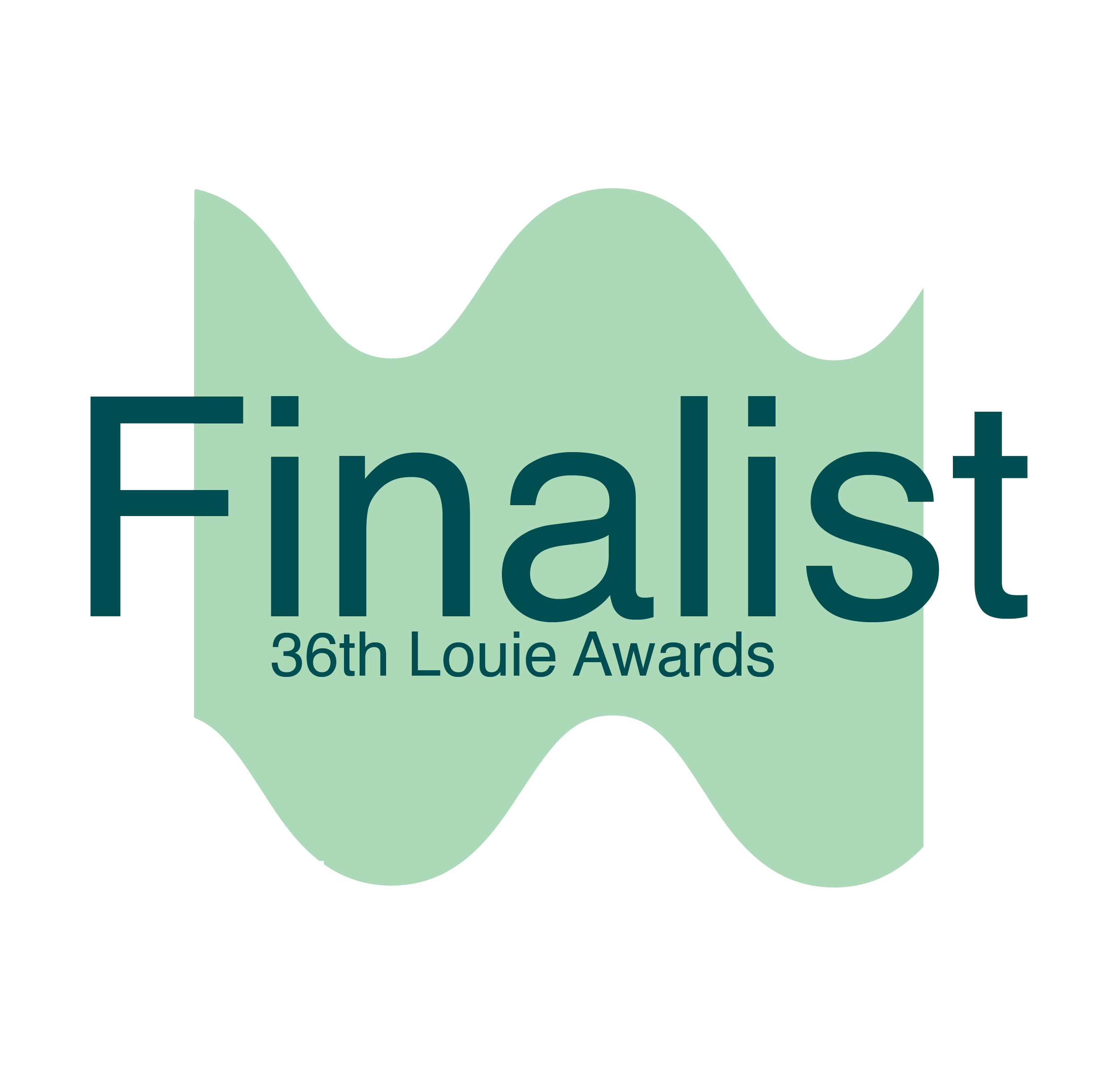 Logo for the 36th Louis Louis Awards, featuring stylized green hills and dark green text.
