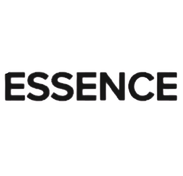 Black and white logo with the word 'ESSENCE' in bold letters.