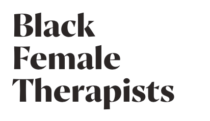 Text that reads 'Black Female Therapists' on a black background.