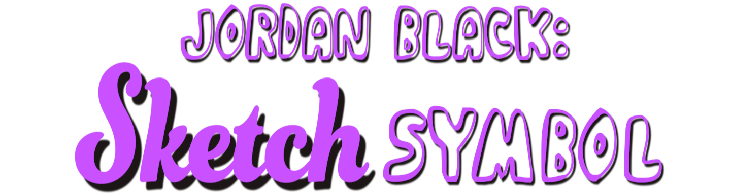 Title screen with stylized purple and black text reading 'Jordan Black: Sketch Symbol'