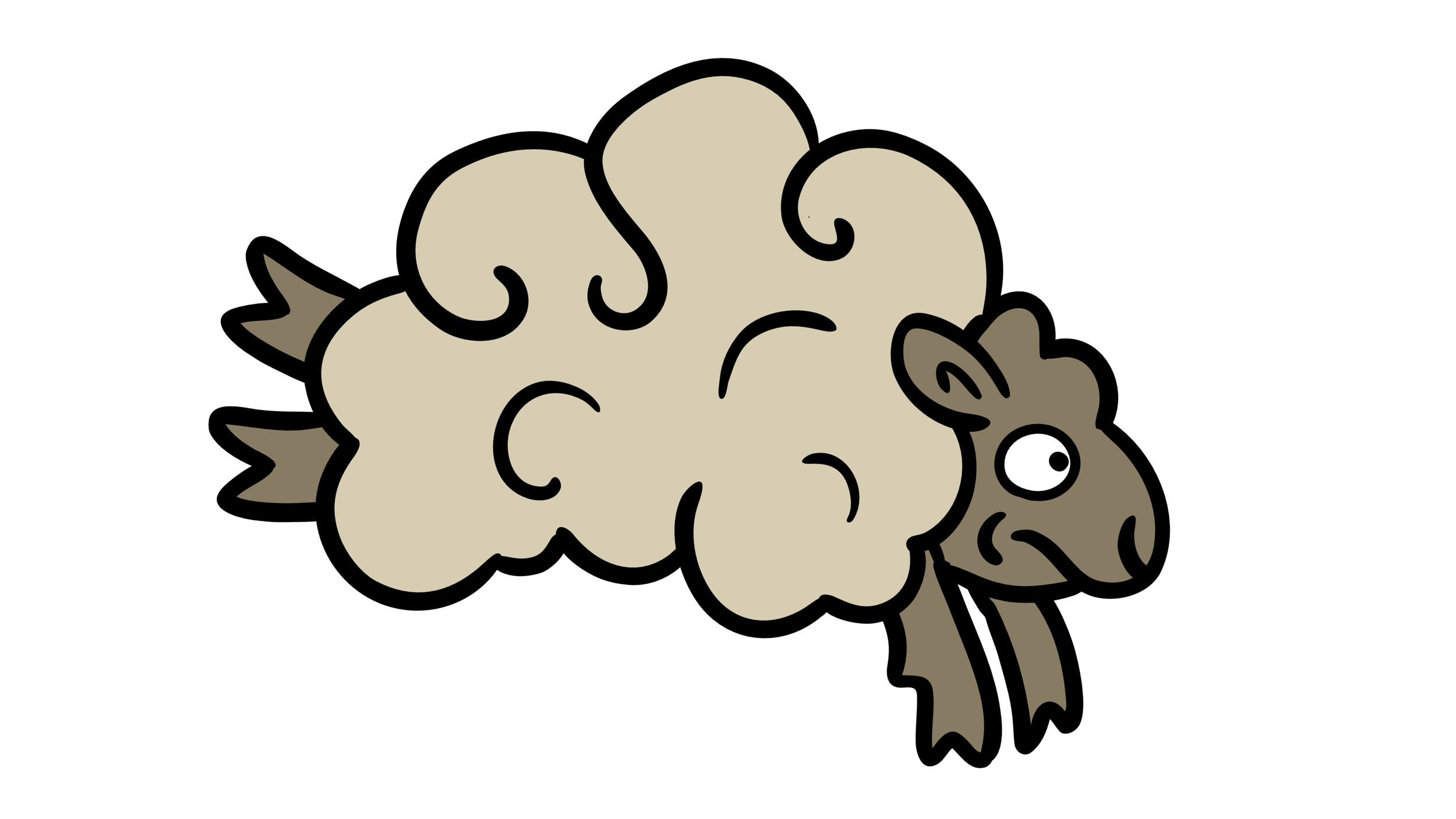 Cartoon illustration of a sheep running.