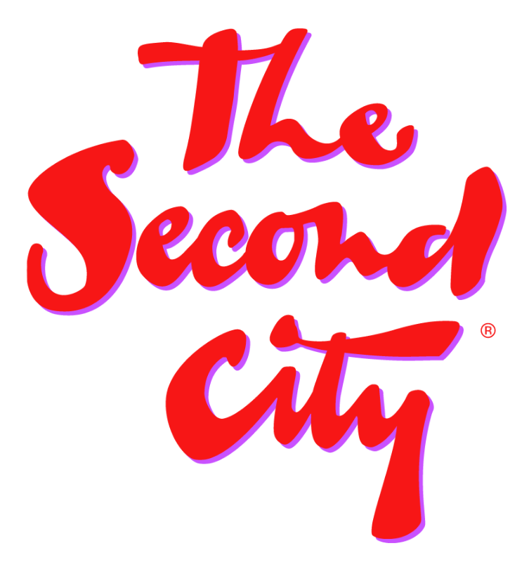 Stylized logo with red and purple text reading 'The Second City' on a black background.