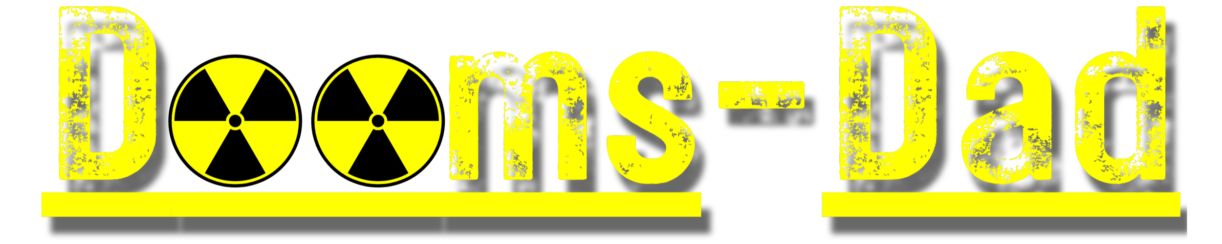Sign reading 'Dooms-Day' in yellow distressed text with radiation symbols replacing the 'O's' on a black background.