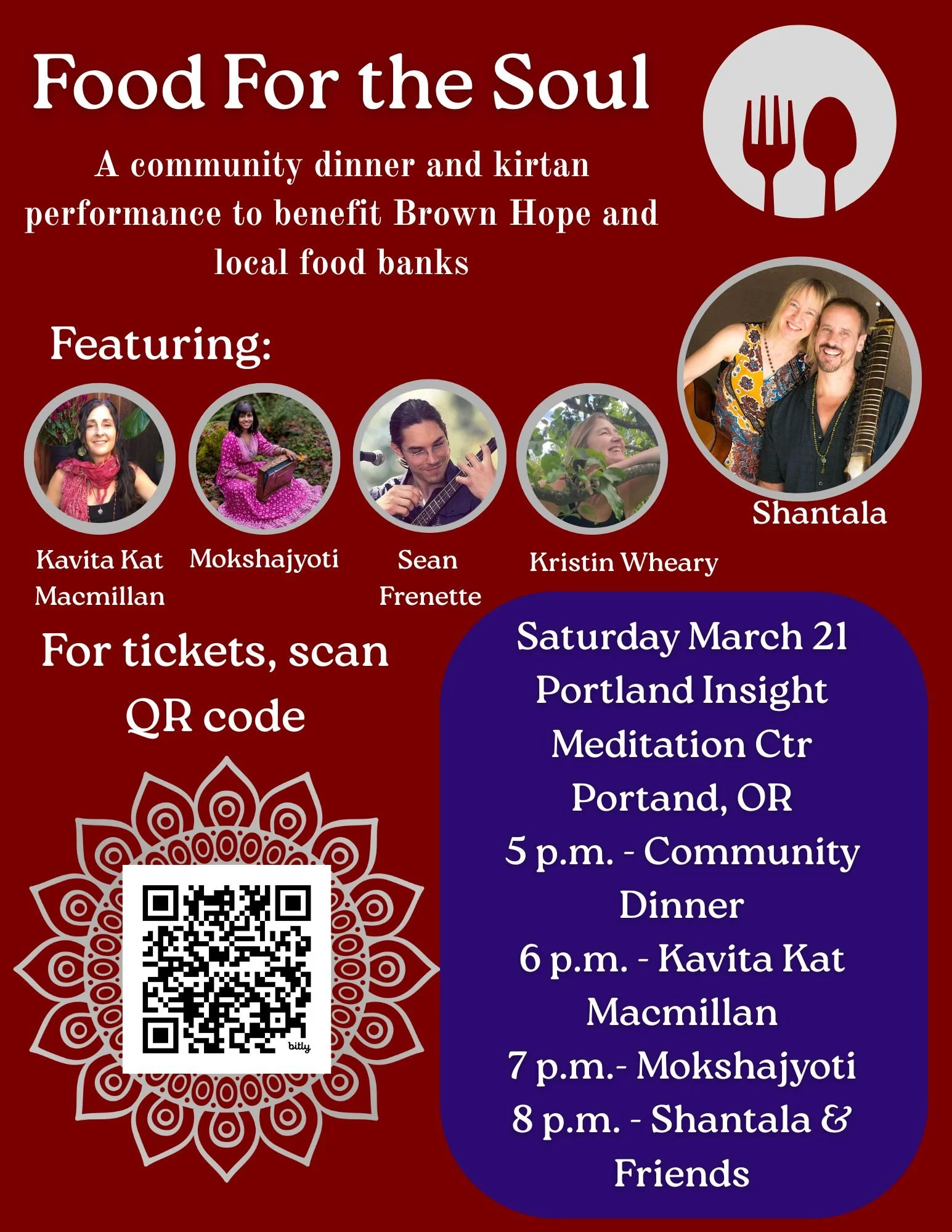 Food for the Soul: A fund-raiser for Brown Hope + local food banks with Shantala &amp; friends