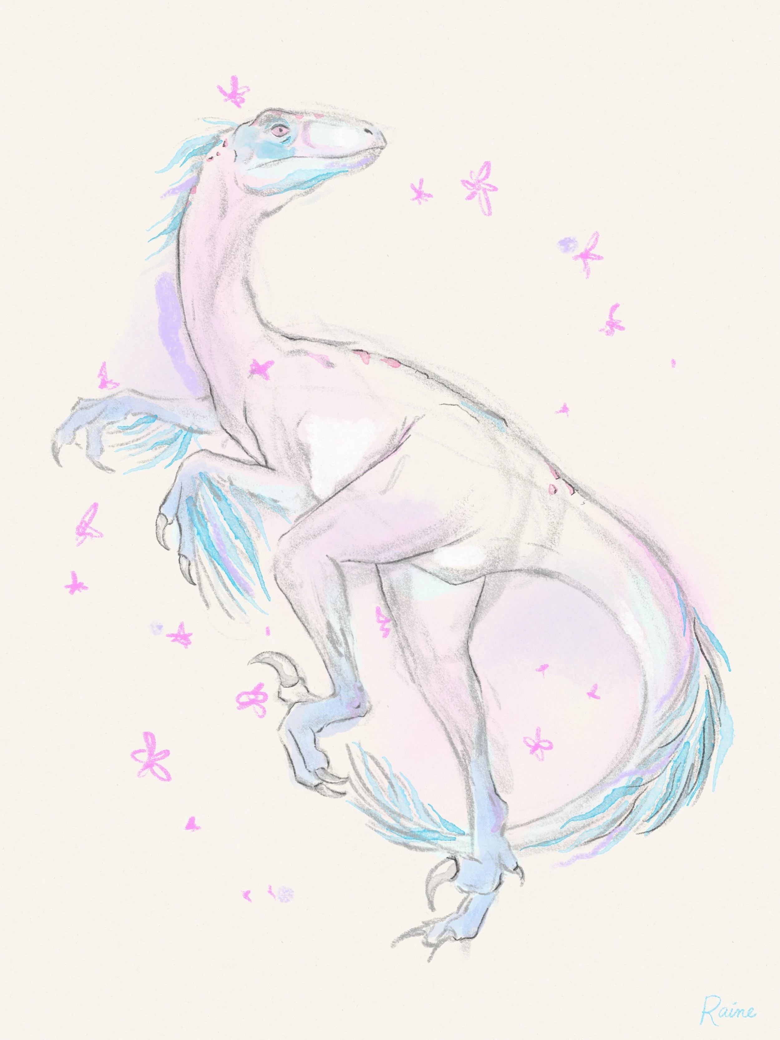 "Velociraptor (Graceful)" - 9 x 12" Archival Giclée Print