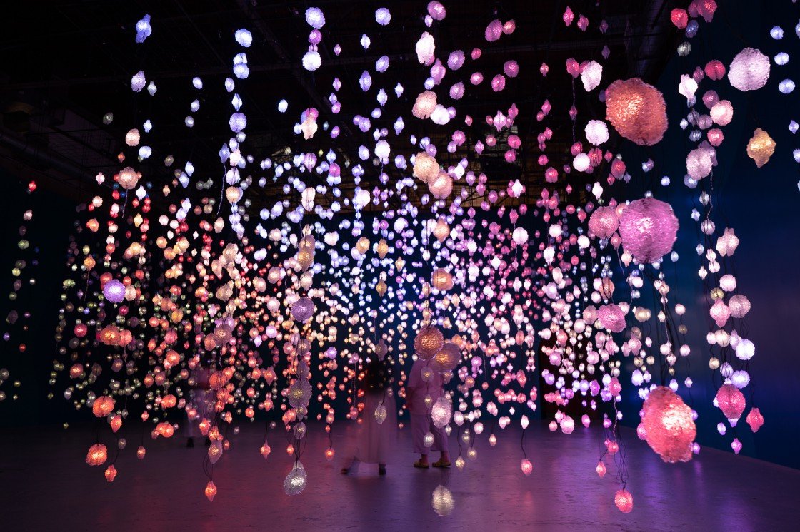 Pixel Forest - Digital video converted into LED signal for over 3000 sensors suspended down from the ceiling