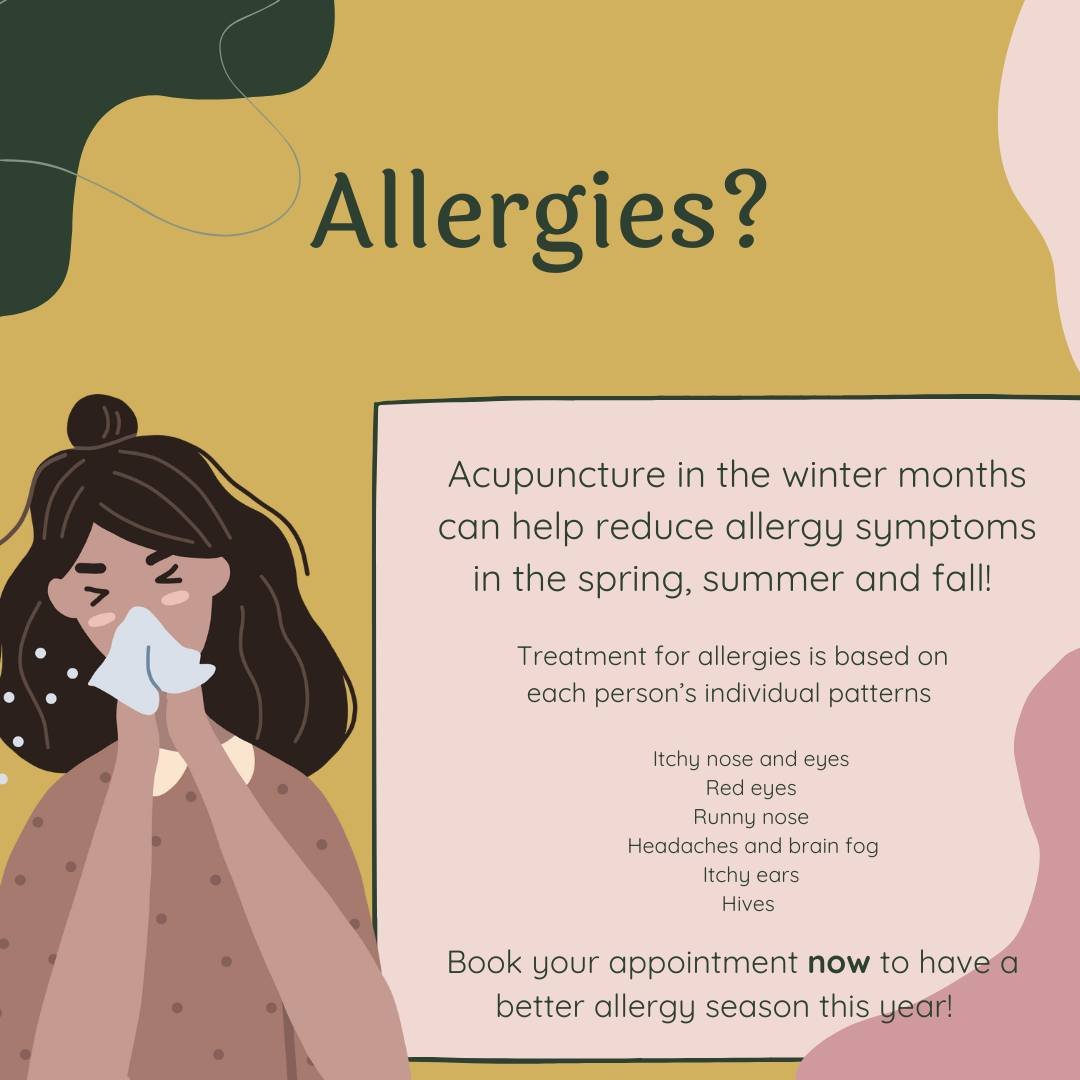 With fake spring coming in hot this week, more people are noticing the early signs that allergy season is coming! If you suffer every year with itchy eyes, nose and ears, a constantly runny nose, sneezing, headaches and hives, acupuncture can help! 
