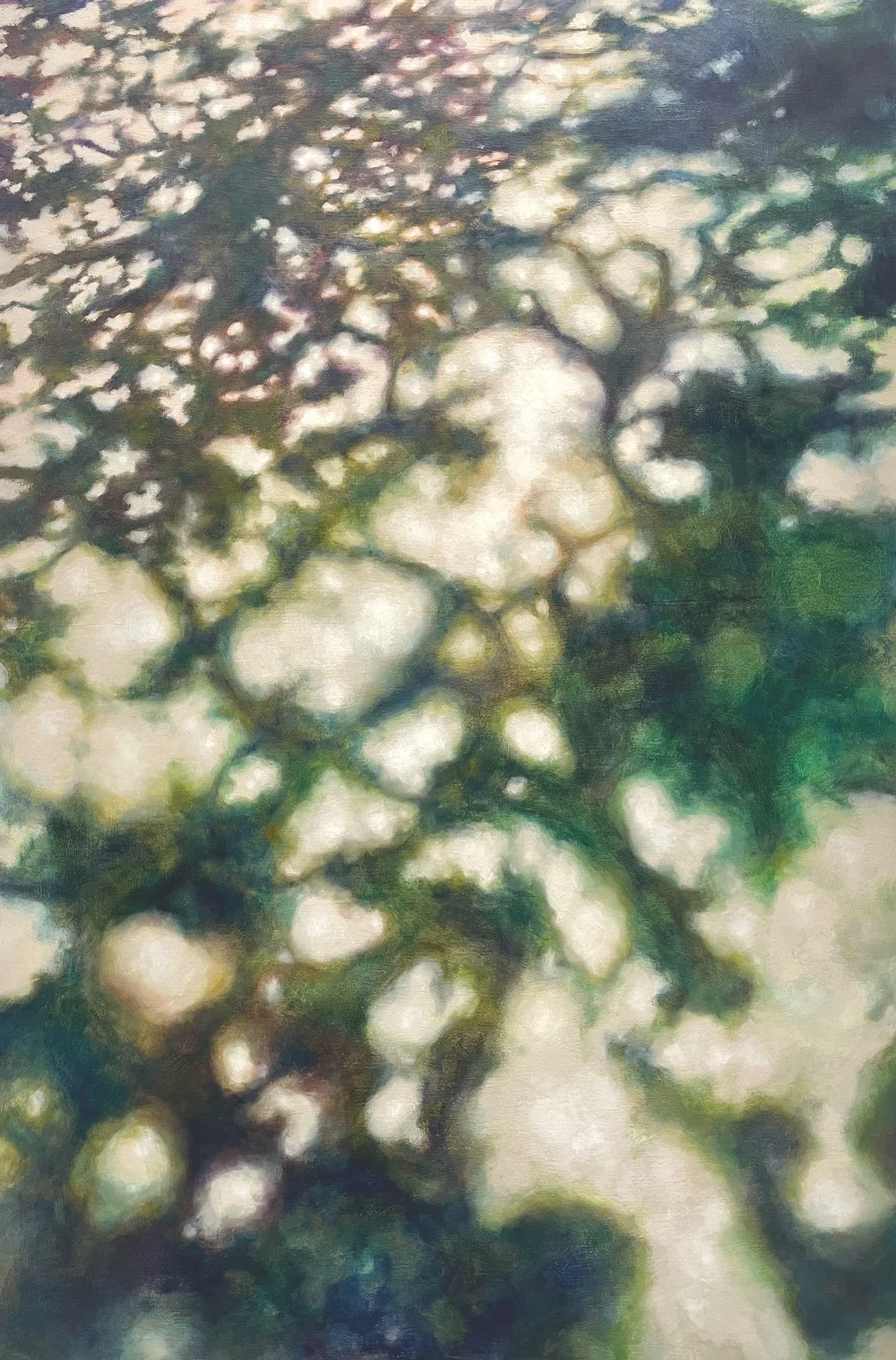 cloud hopping, 36x24 in, oil & acrylic on wood panel