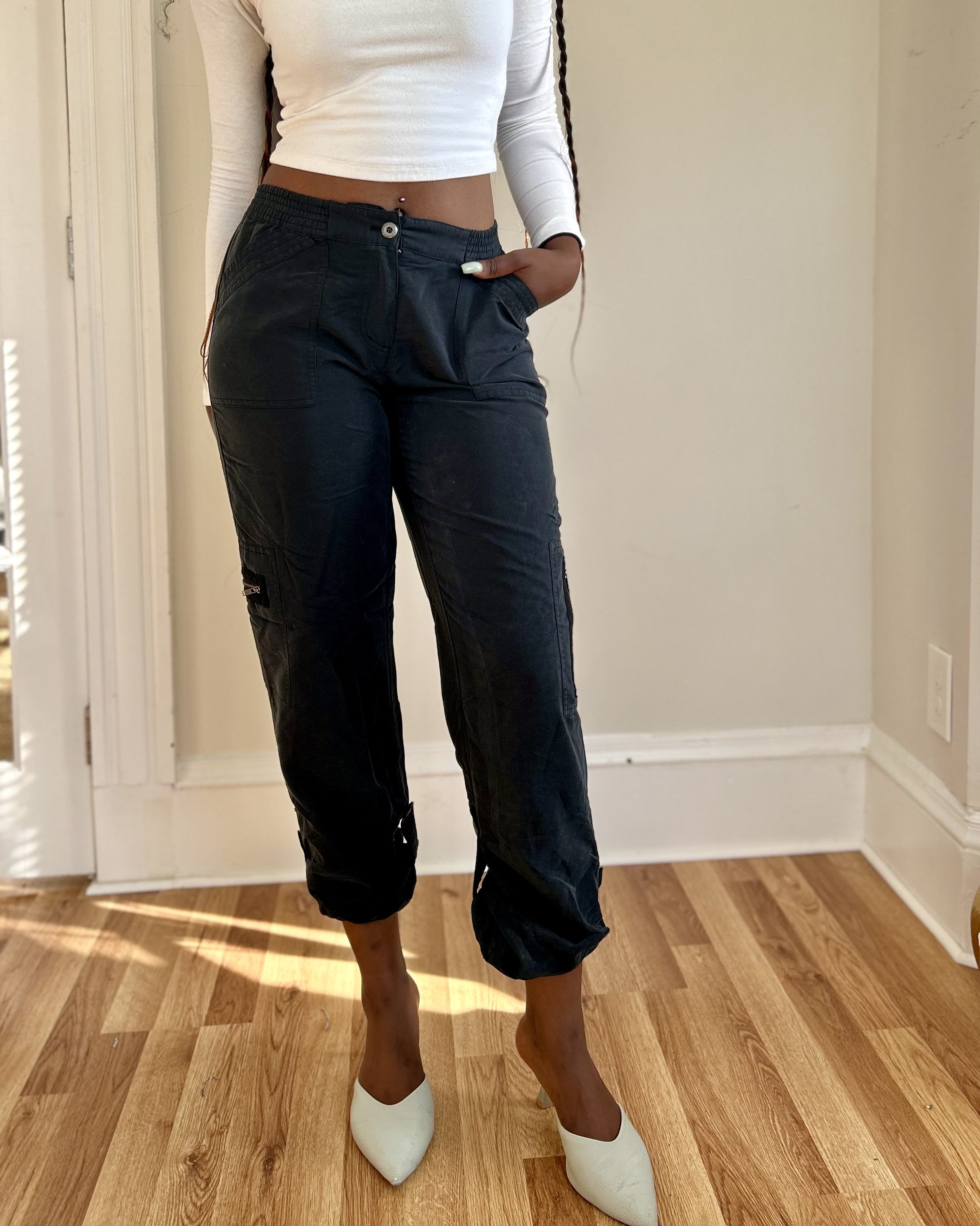 Navy Cargo Pants with Front & Back Pockets