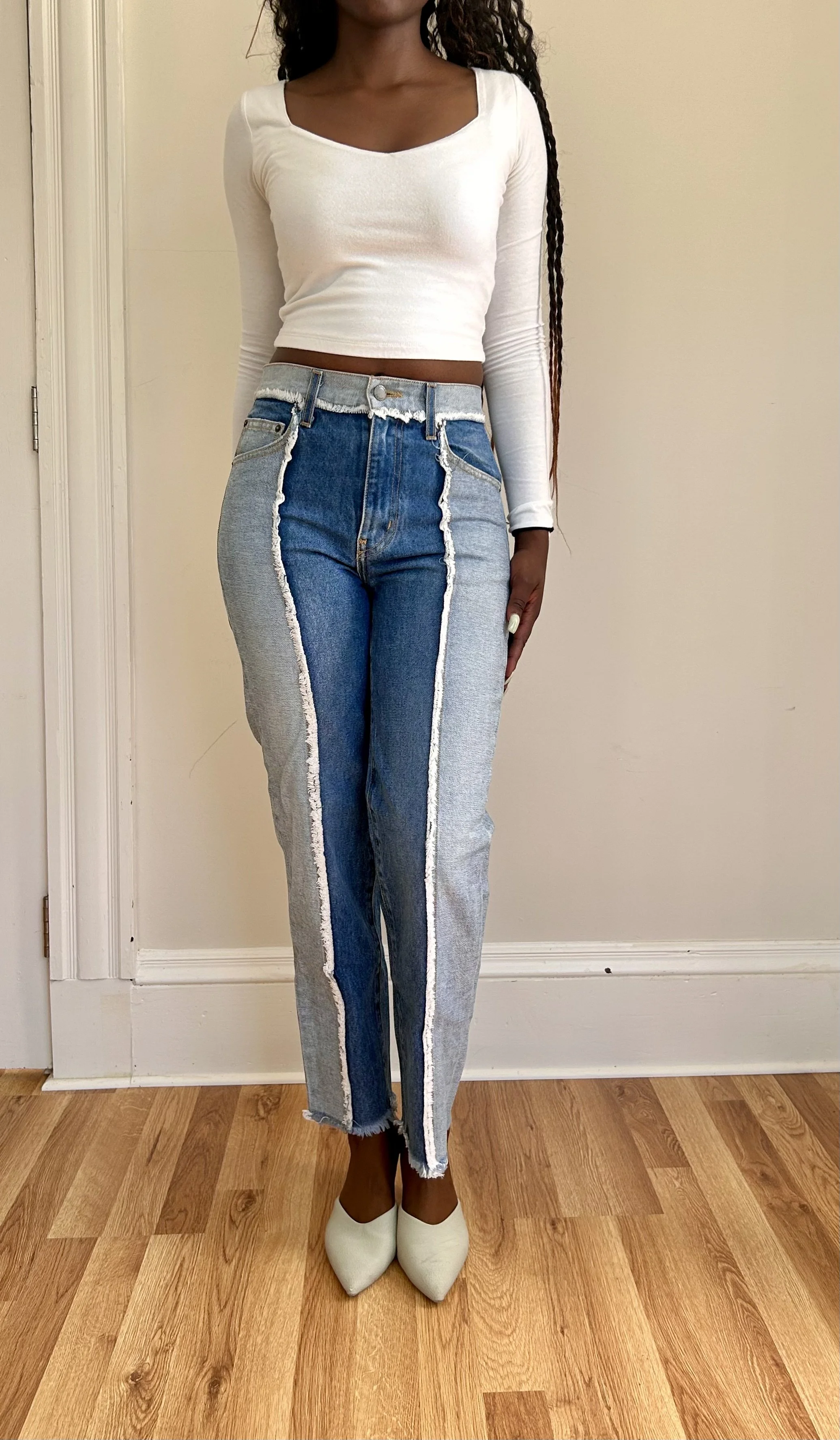 Two-Tone High Waist Denim