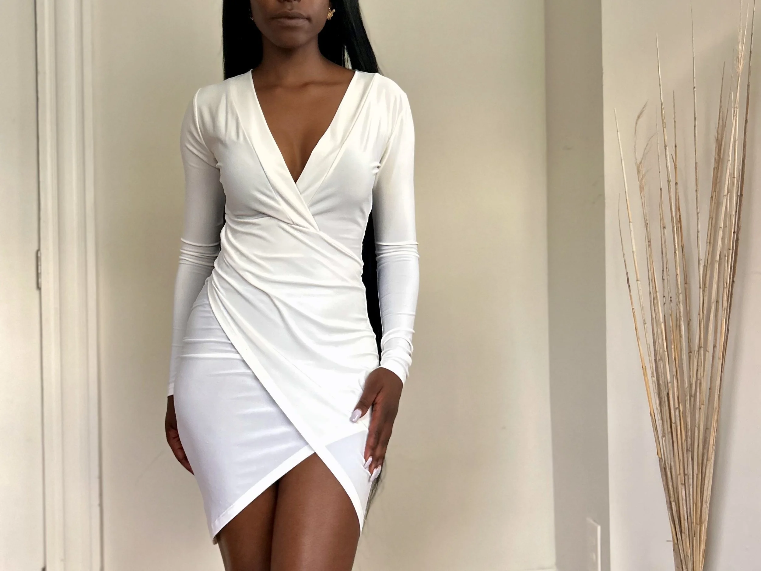 White Mid-Slit Dress