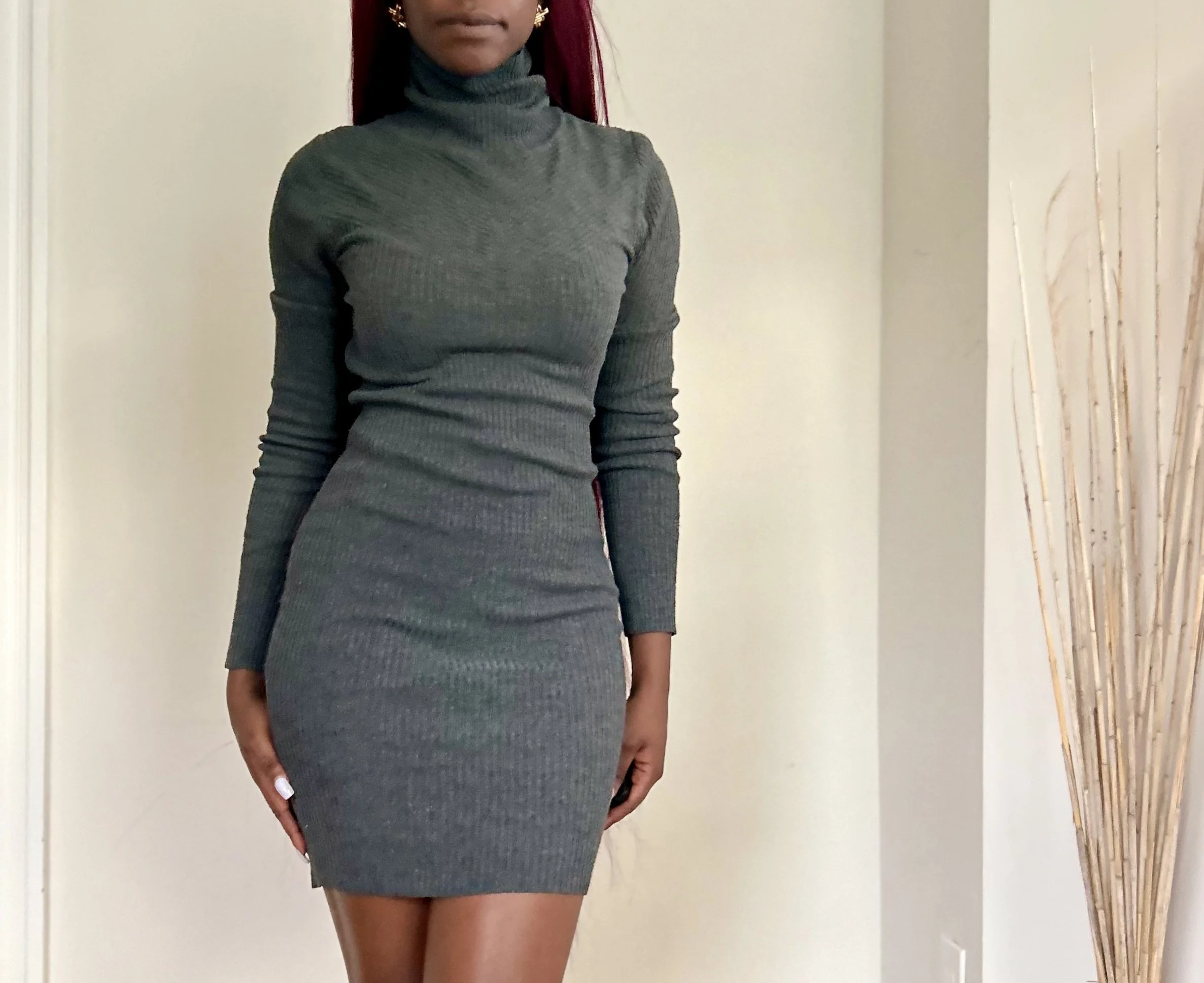 Grey Turtle-Neck Dress