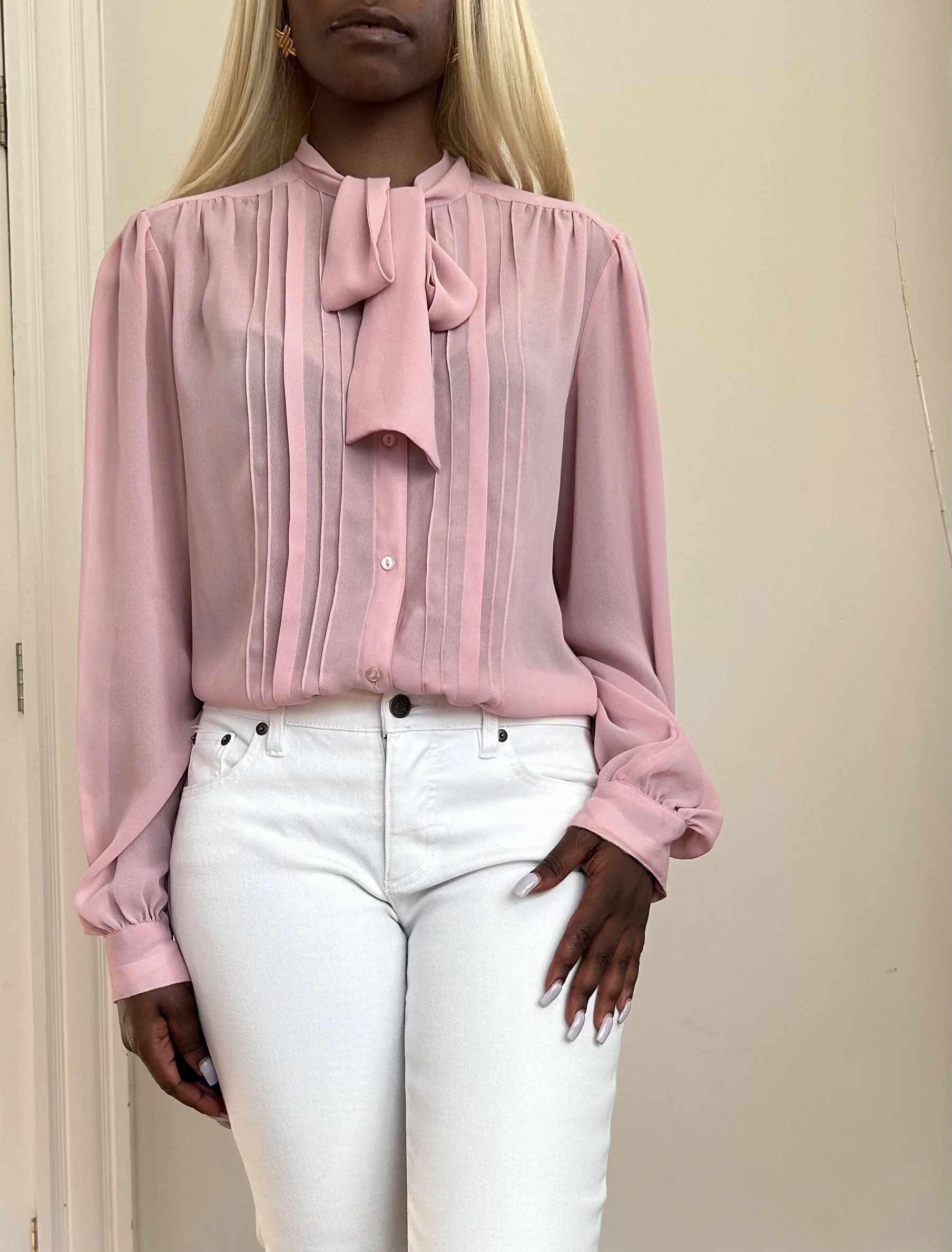 Cherry Blossom Sheer Neck-Tie Top