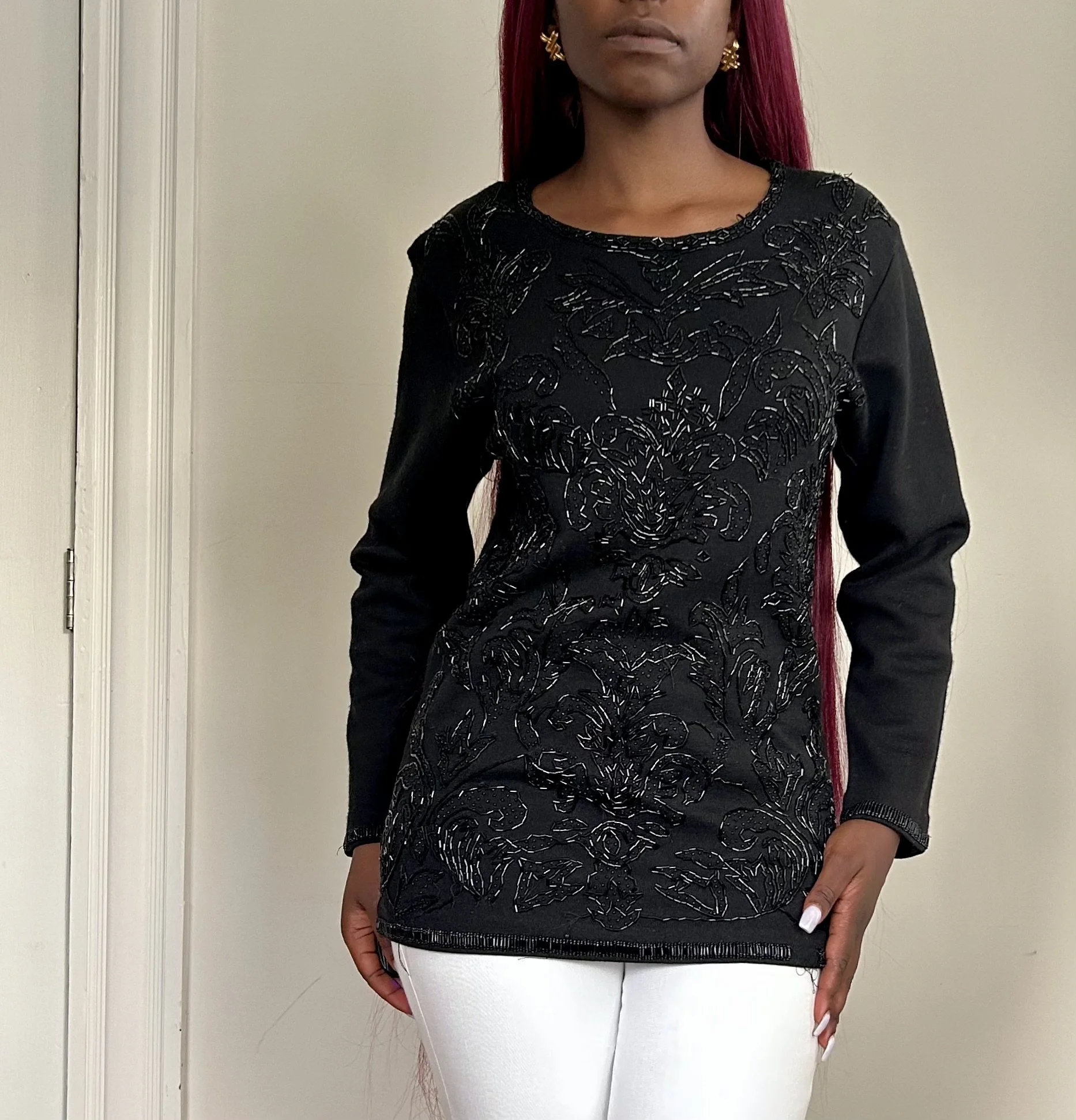 L’ULTIMA Designer Top with Beaded Embroidery