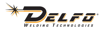 Delfo Welding Technologies logo with stylized text and a spark graphic.