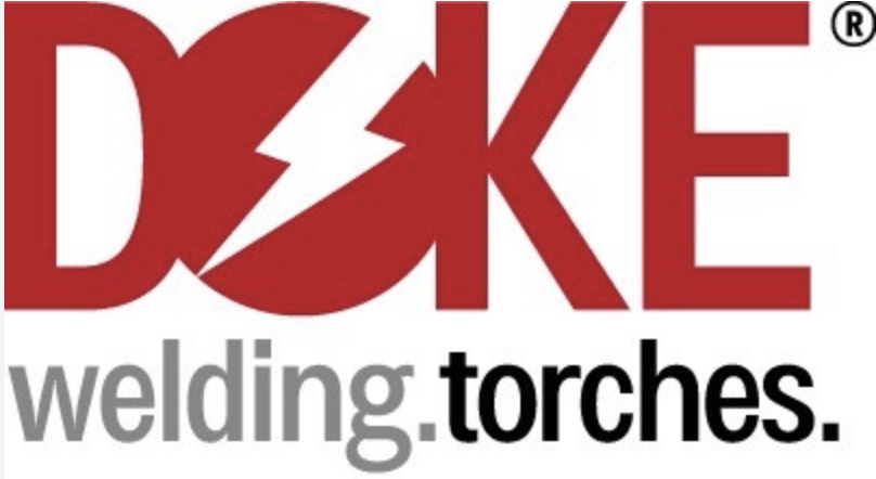 Logo for DZIKE welding torches, with a red text and a lightning bolt symbol replacing the letter 'I'.