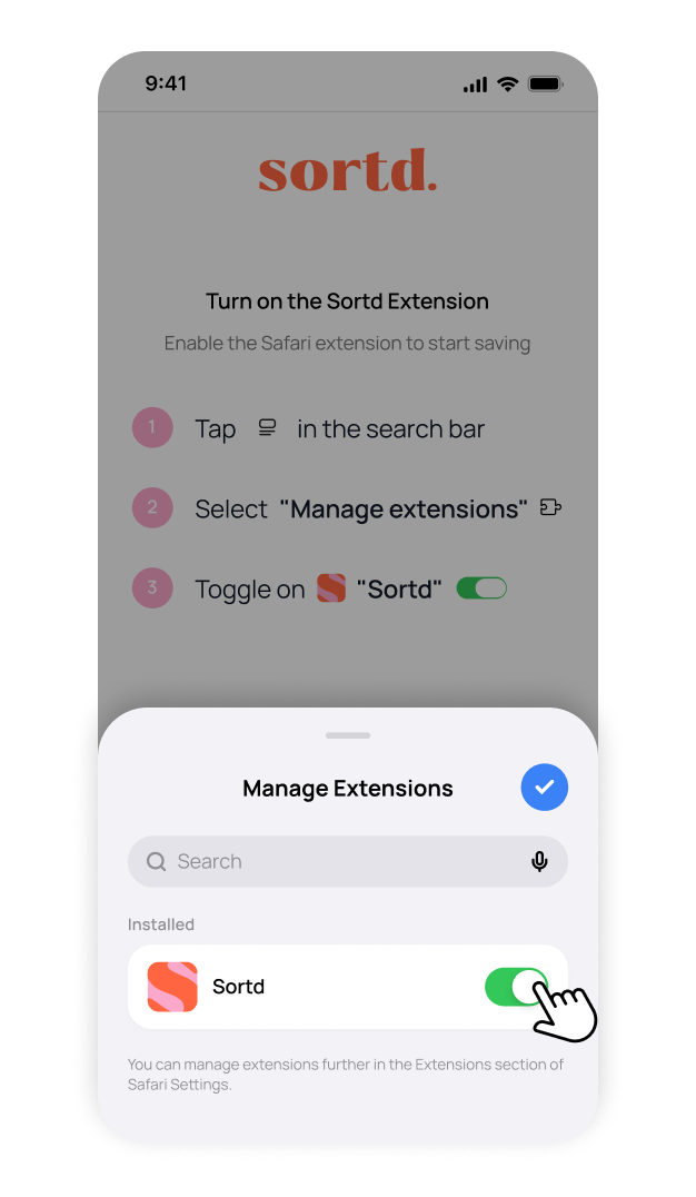 3. Toggle on "Sortd."