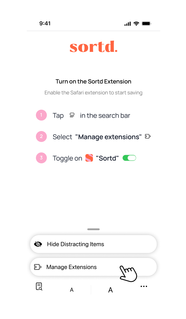2. Select "Manage extensions."