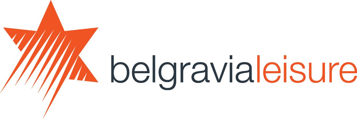 Belgravia Leisure logo with an orange and black text.