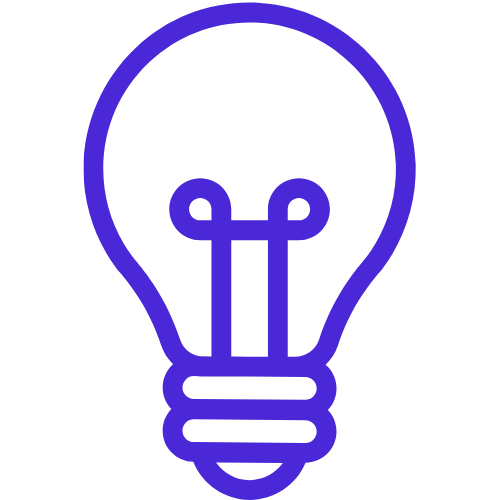 Outline of a purple light bulb on a black background