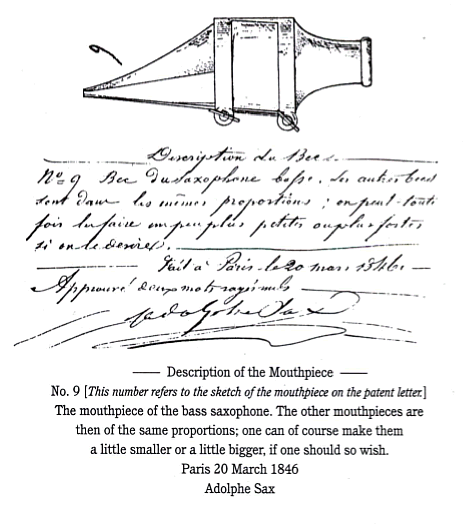 The Original Patent of the Saxophone Mouthpiece
