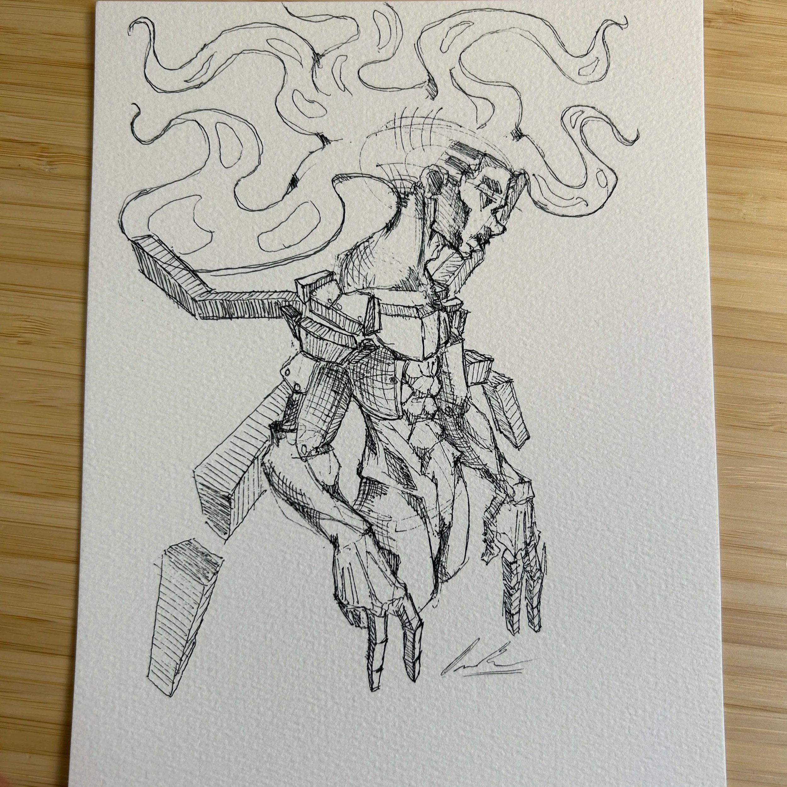 FREE HAND MECH GUY INK SKETCH