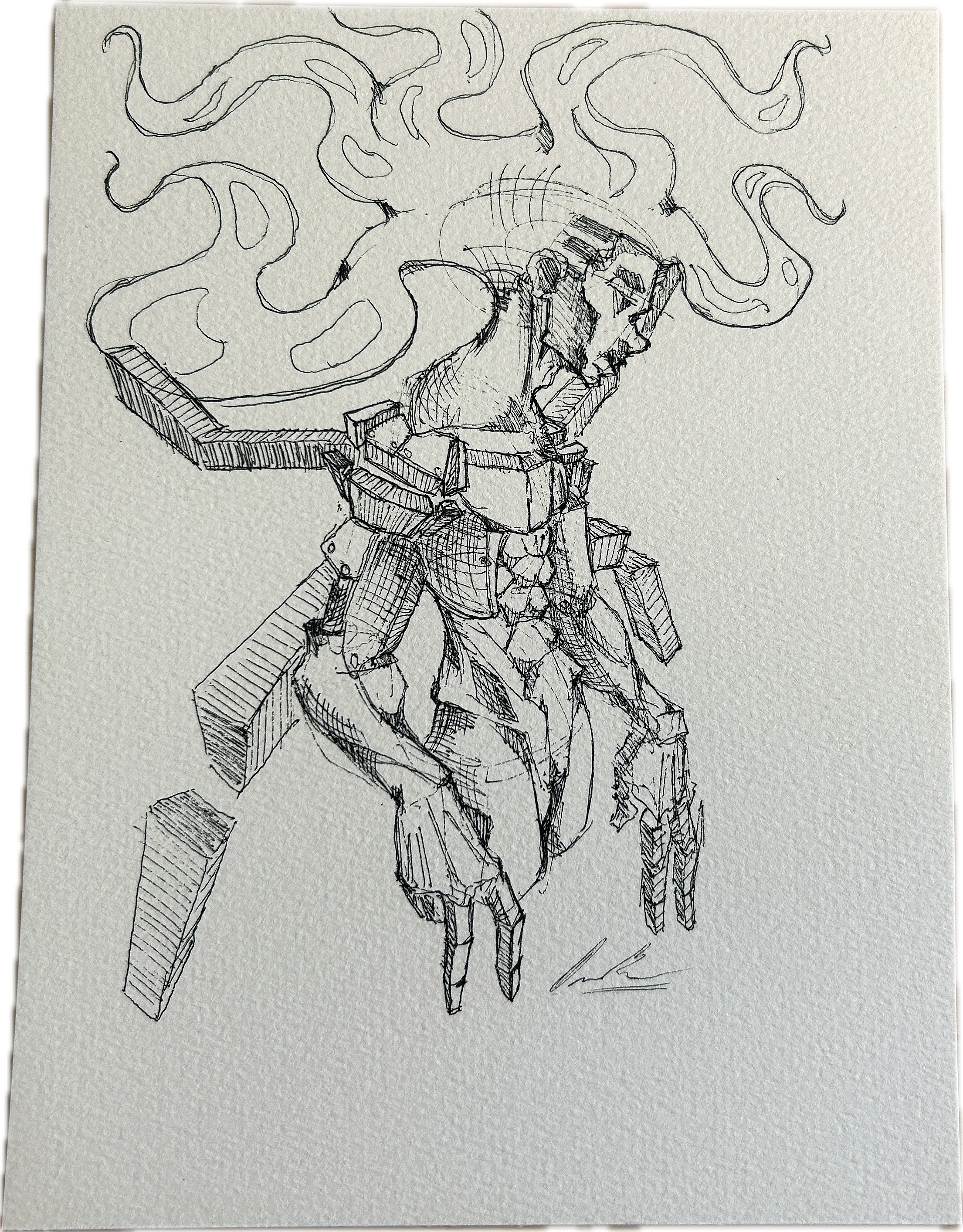 FREE HAND MECH GUY INK SKETCH