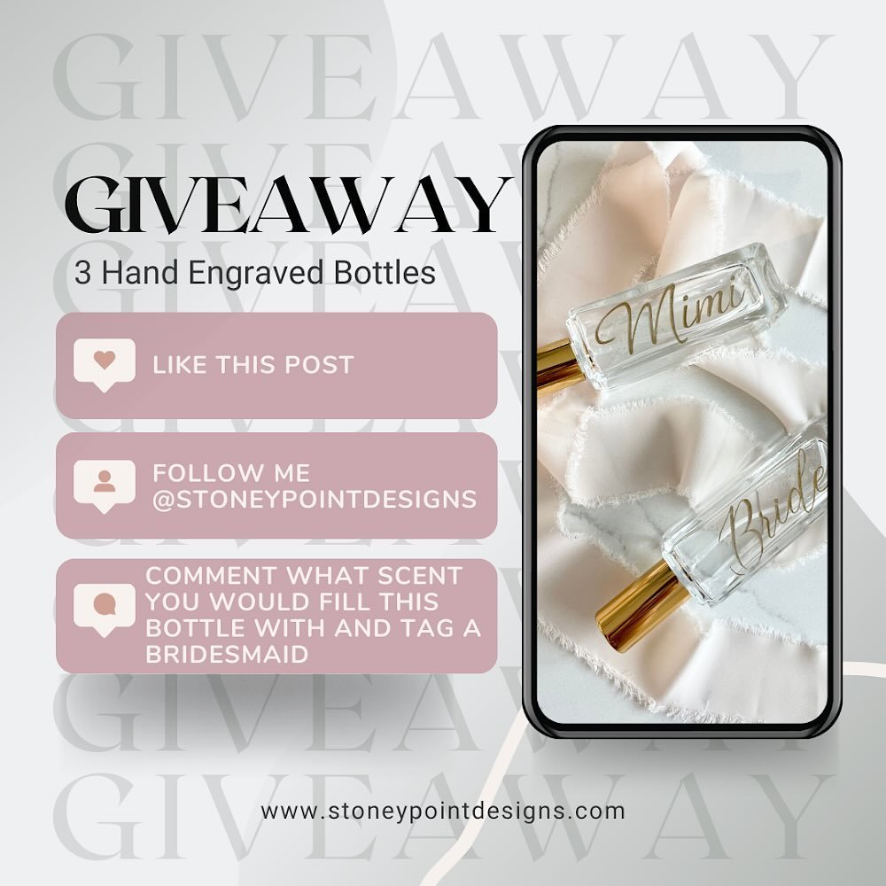 🌟 GIVEAWAY TIME! 🌟 Stoney Point Designs first giveaway just in time for wedding season and Mother&rsquo;s Day! I&rsquo;m so excited to give you a chance to win three (3!) hand engraved, personalized bottles. These make for adorable bridesmaid propo