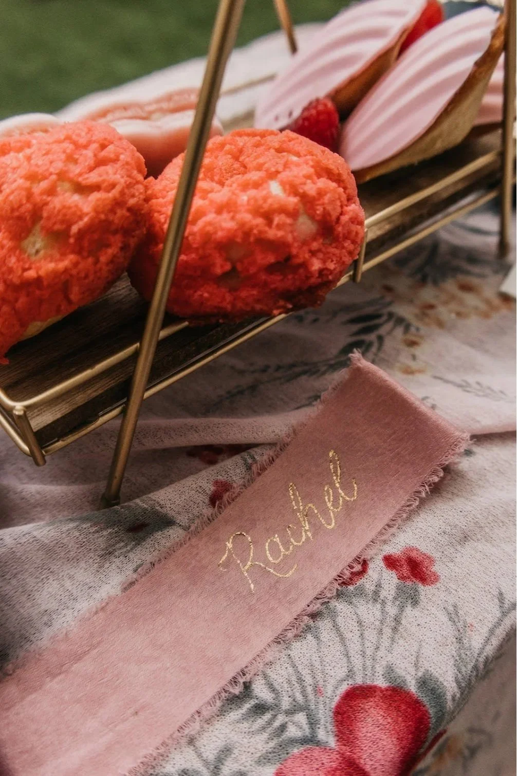 Wedding place card gold foiled ribbon