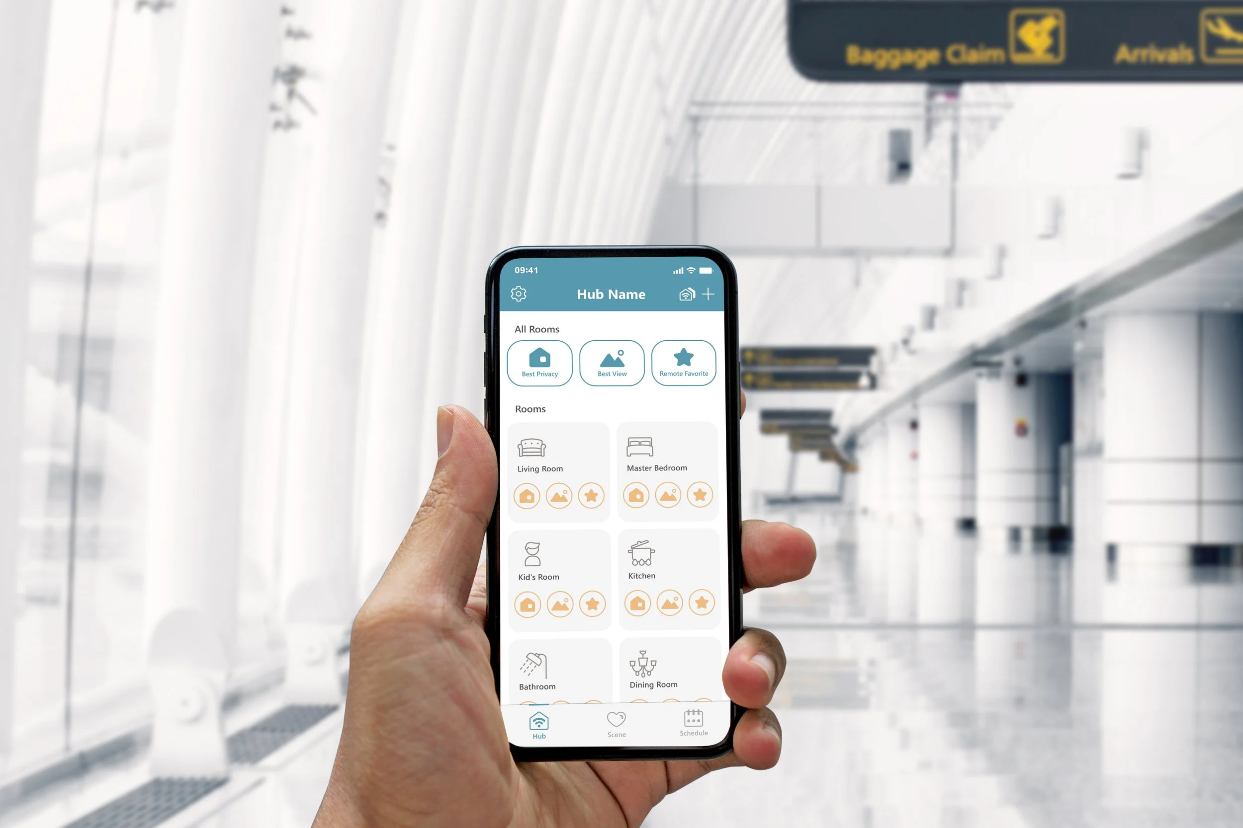 Smartphone app for controlling motorized window shades and automated settings.